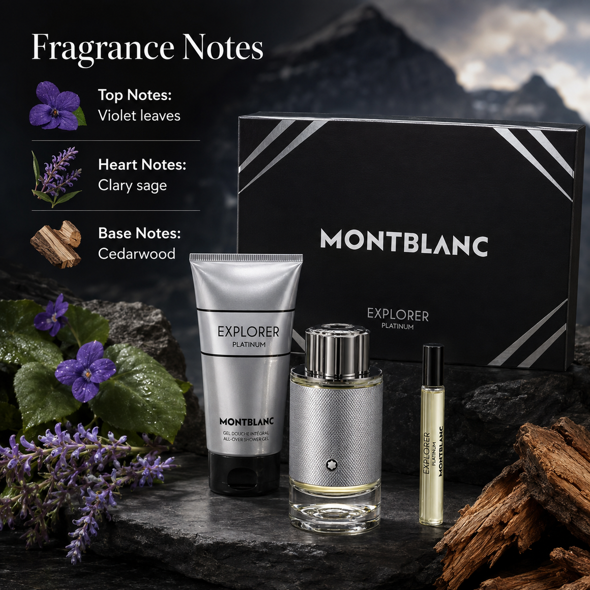 Mont Blanc Explorer Platinum 3-Piece Gift Set for Men