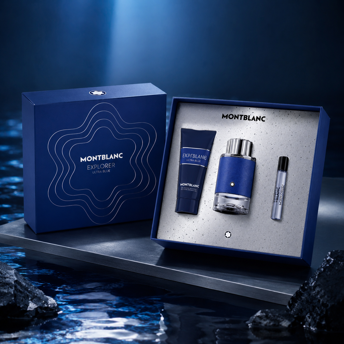 Mont Blanc Explorer Ultra Blue 3-Piece Gift Set for Men