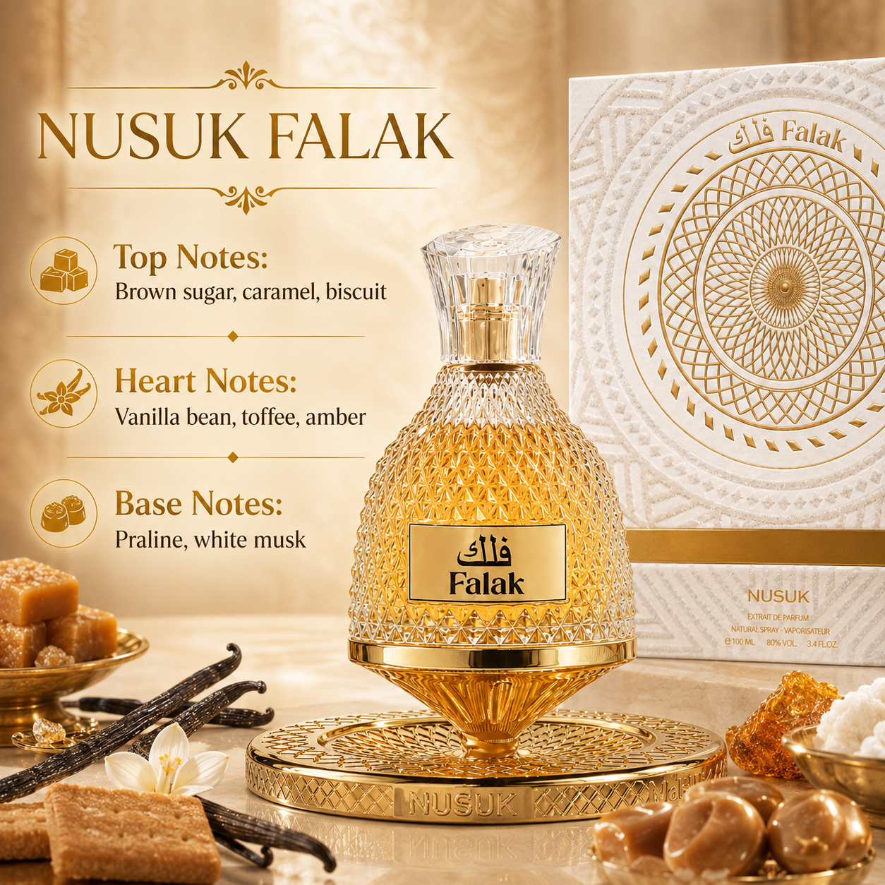 Nusuk Falak Eau de Parfum Spray for Unisex,3.4 Ounce