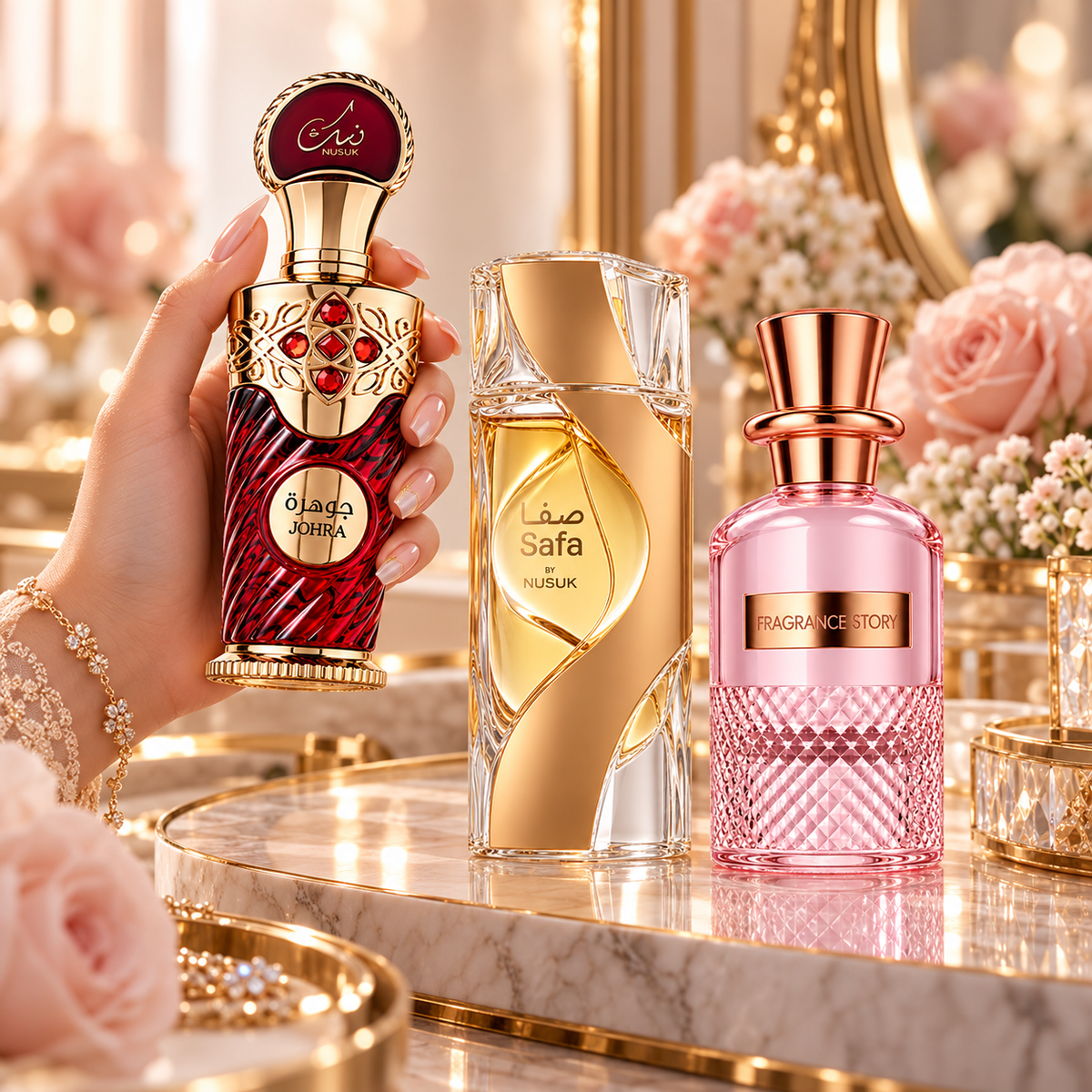 Nusuk Johra + Nusuk Safa + Fragrance Story The Must Pour Femme 3-Piece Fragrance Bundle for Women