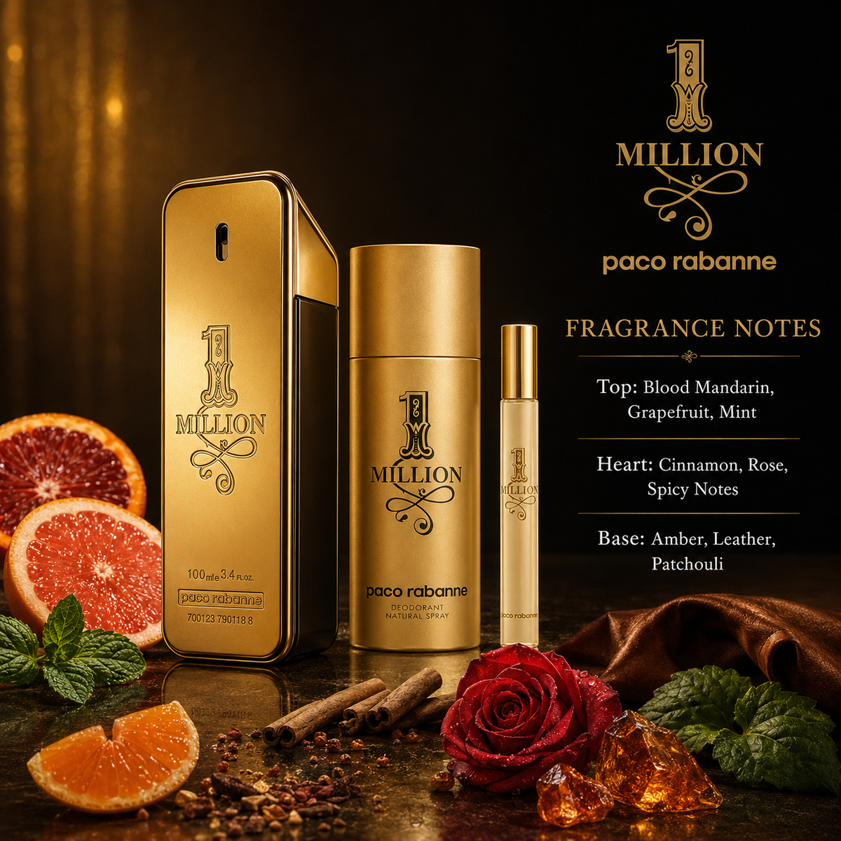 Paco Rabanne 1 Million 3-Piece Gift Set for Men
