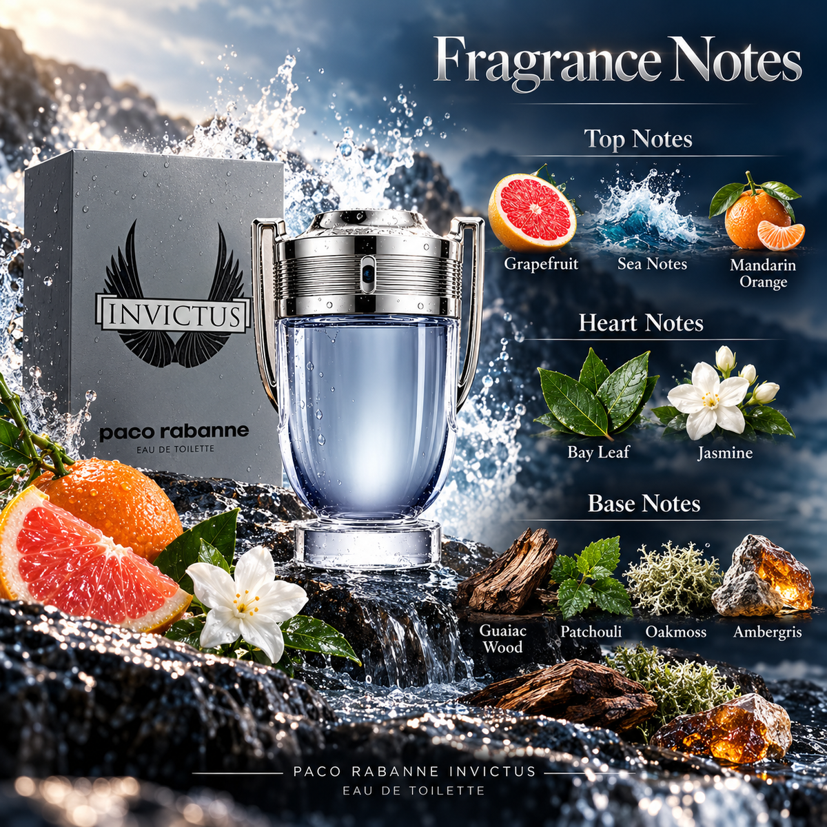 Paco Rabanne Invictus Eau de Toilette for Men 1.7 Ounce