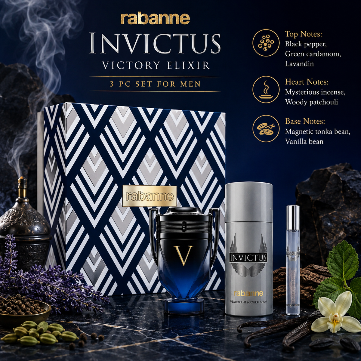 Paco Rabanne Invictus Victory Elixir 3-Piece Gift Set for Men