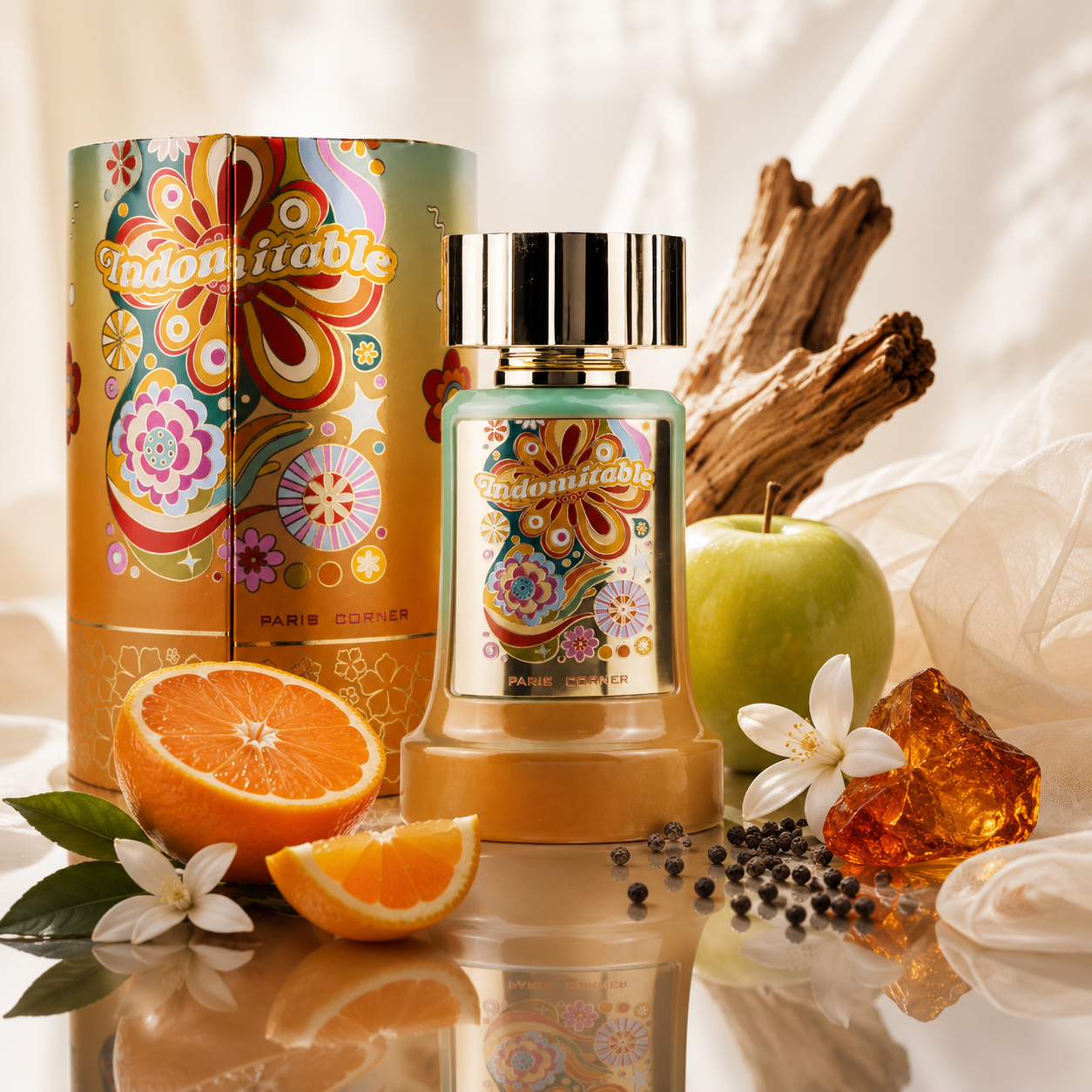 Paris Corner Indomitable Eau de Parfum in a confident modern lifestyle display