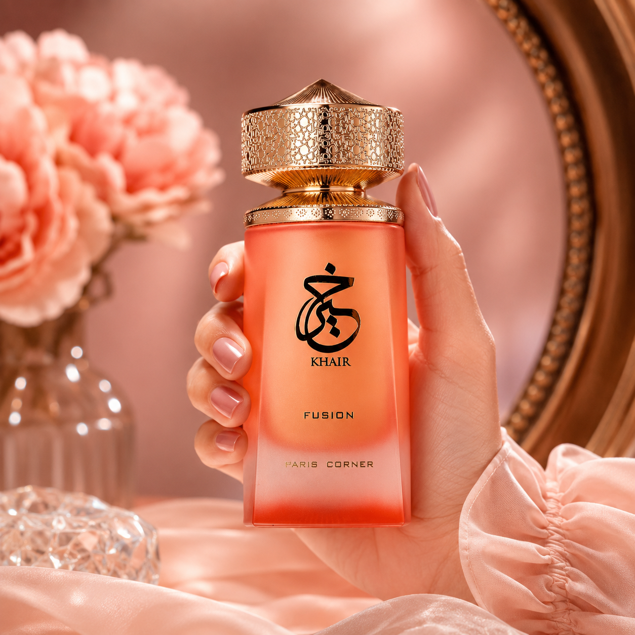 Paris Corner Khair Fusion unisex perfume in a spicy aromatic woody fragrance setting