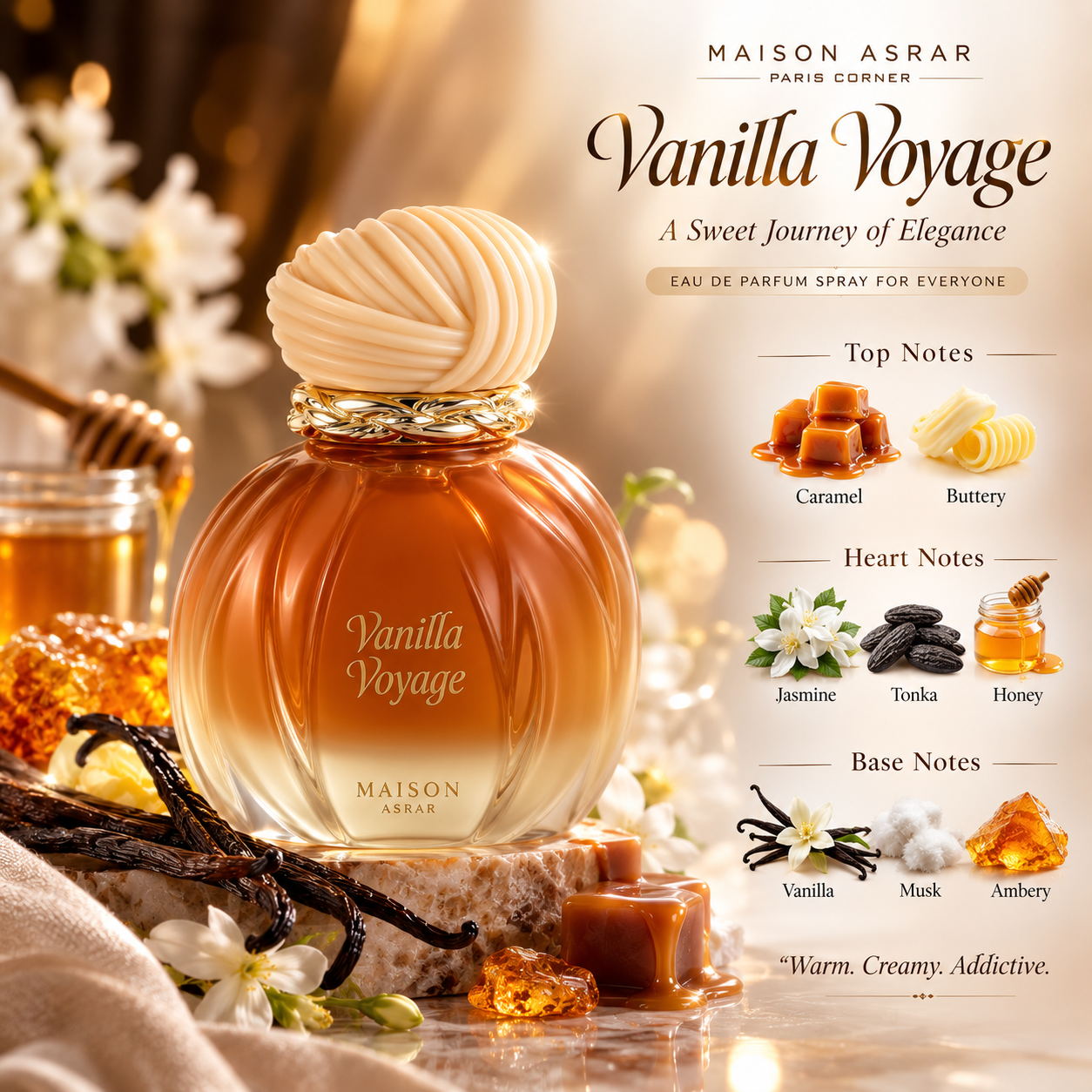 Paris Corner Maison Asrar Vanilla Voyage Eau De Parfum Spray For Unisex 3.4 Ounce