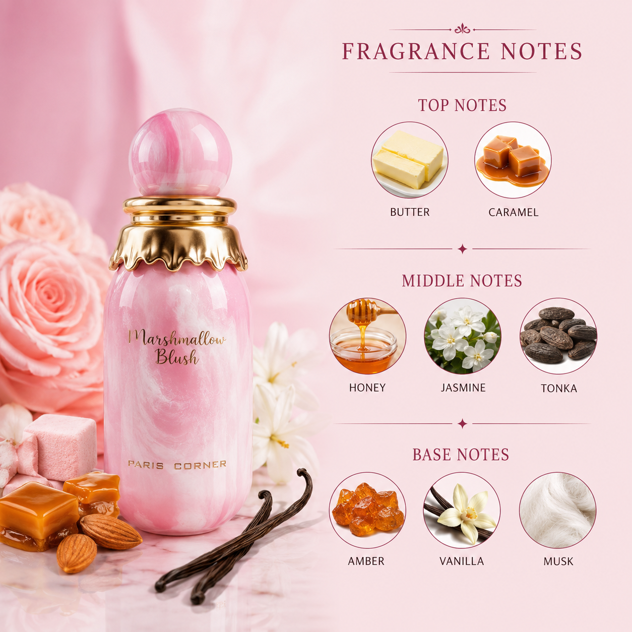 Paris Corner Marshmallow Blush Eau De Parfum Spray for Women, 3.4 Ounce