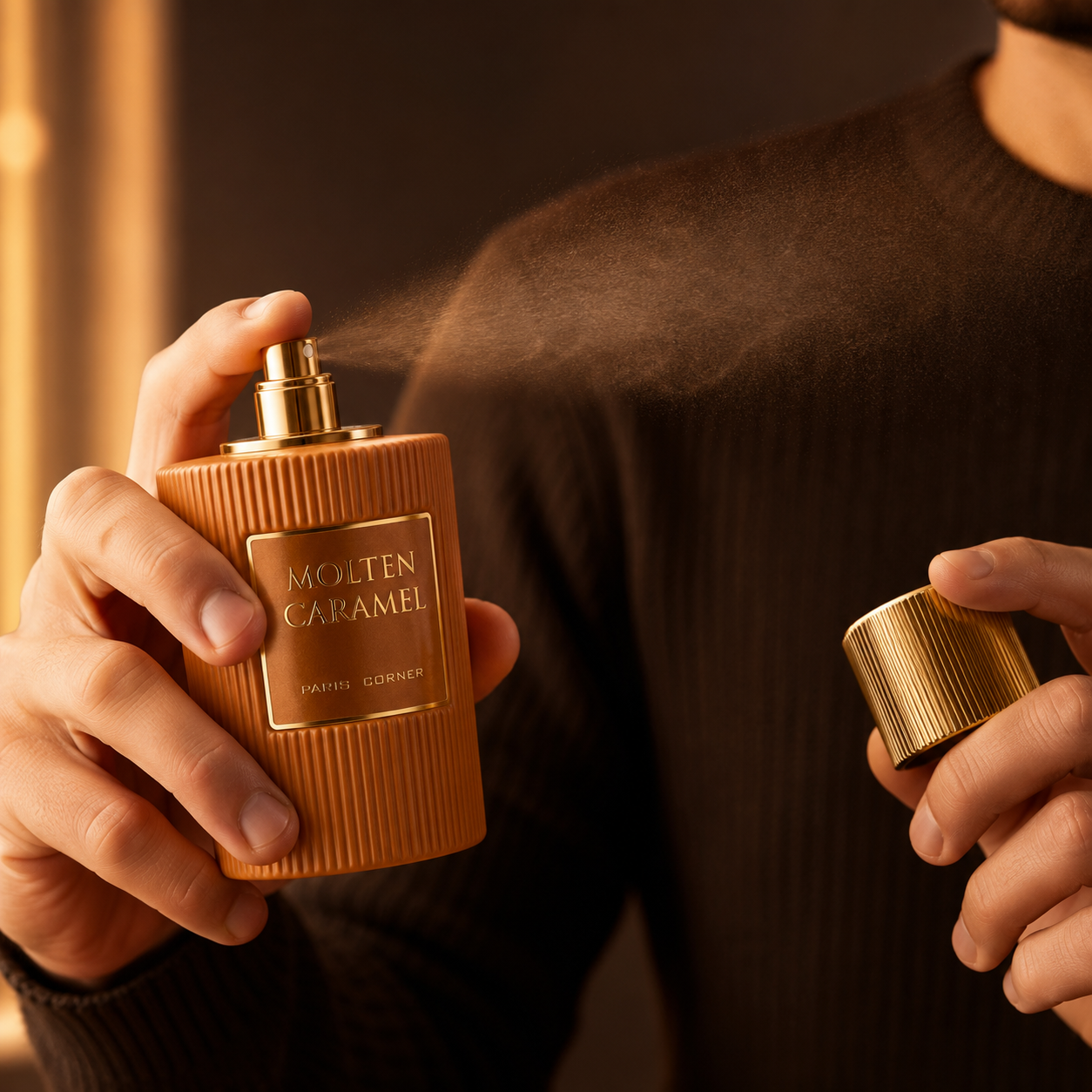 Paris Corner Molten Caramel fragrance notes with white chocolate, caramel, milk, brown sugar, vanilla and praline