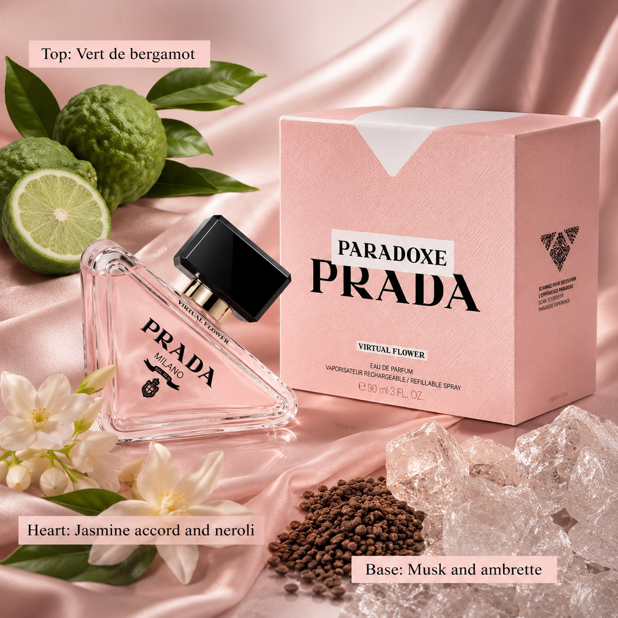 Prada Paradoxe Virtual Flower Eau de Parfum for Women 3.0 Ounce