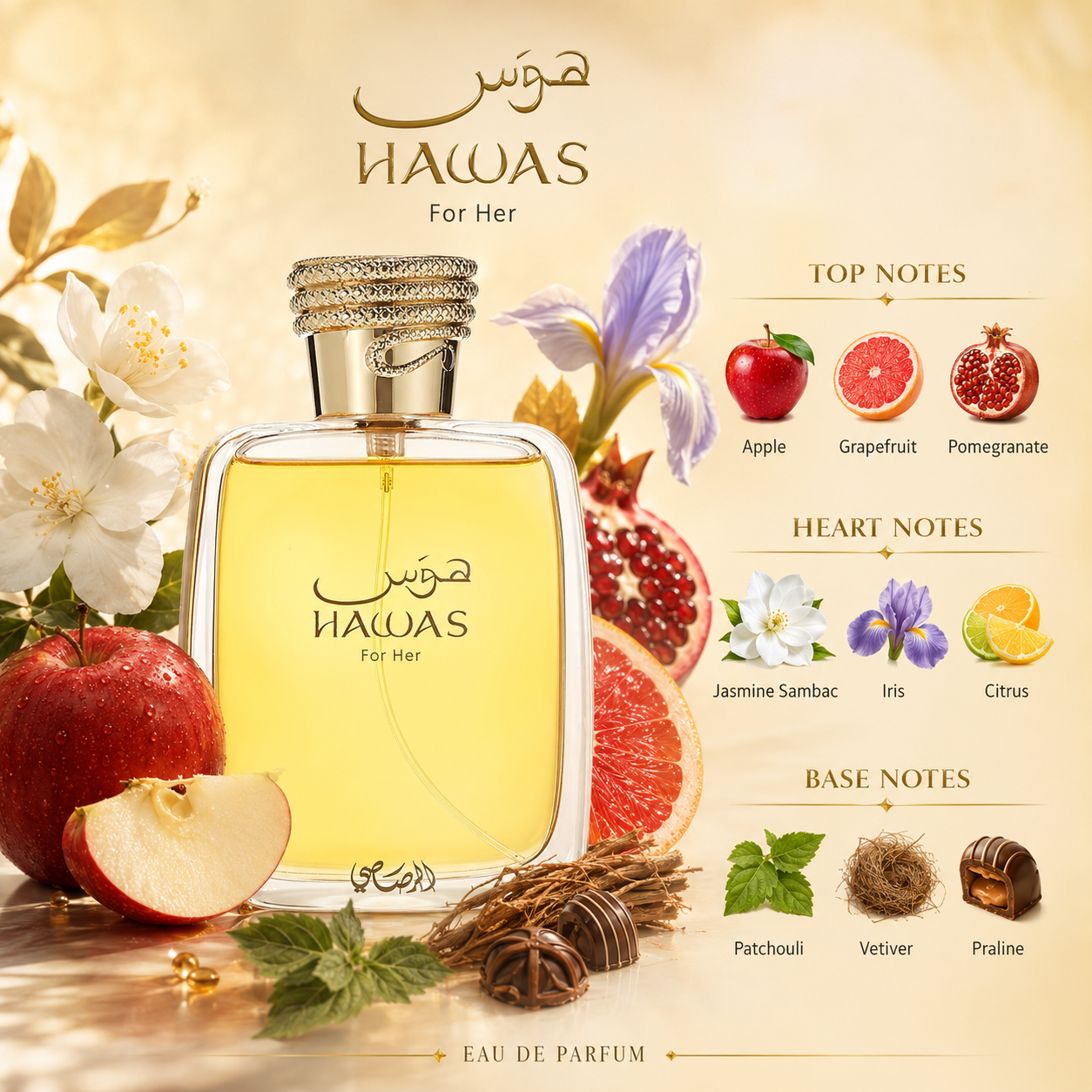 RASASI Hawas Eau de Parfum Spray For Her 3.4 Ounce