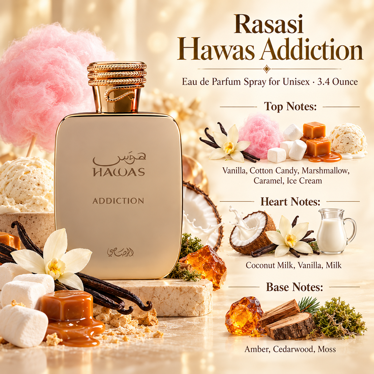 Rasasi Hawas Addiction Eau de Parfum Spray for Unisex 3.4 Ounce