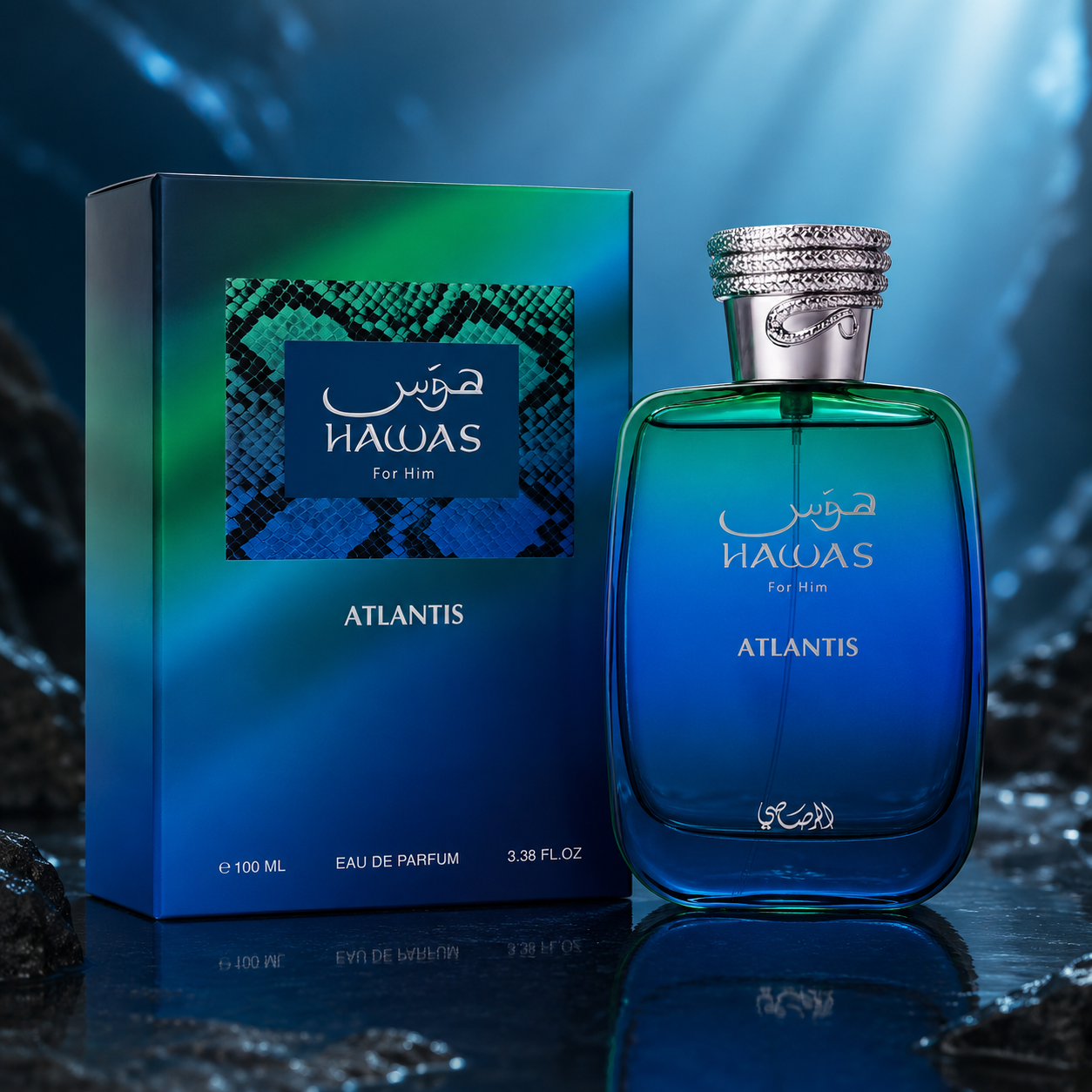 Rasasi Hawas Atlantis Eau de Parfum Spray for Men 3.4 Ounce