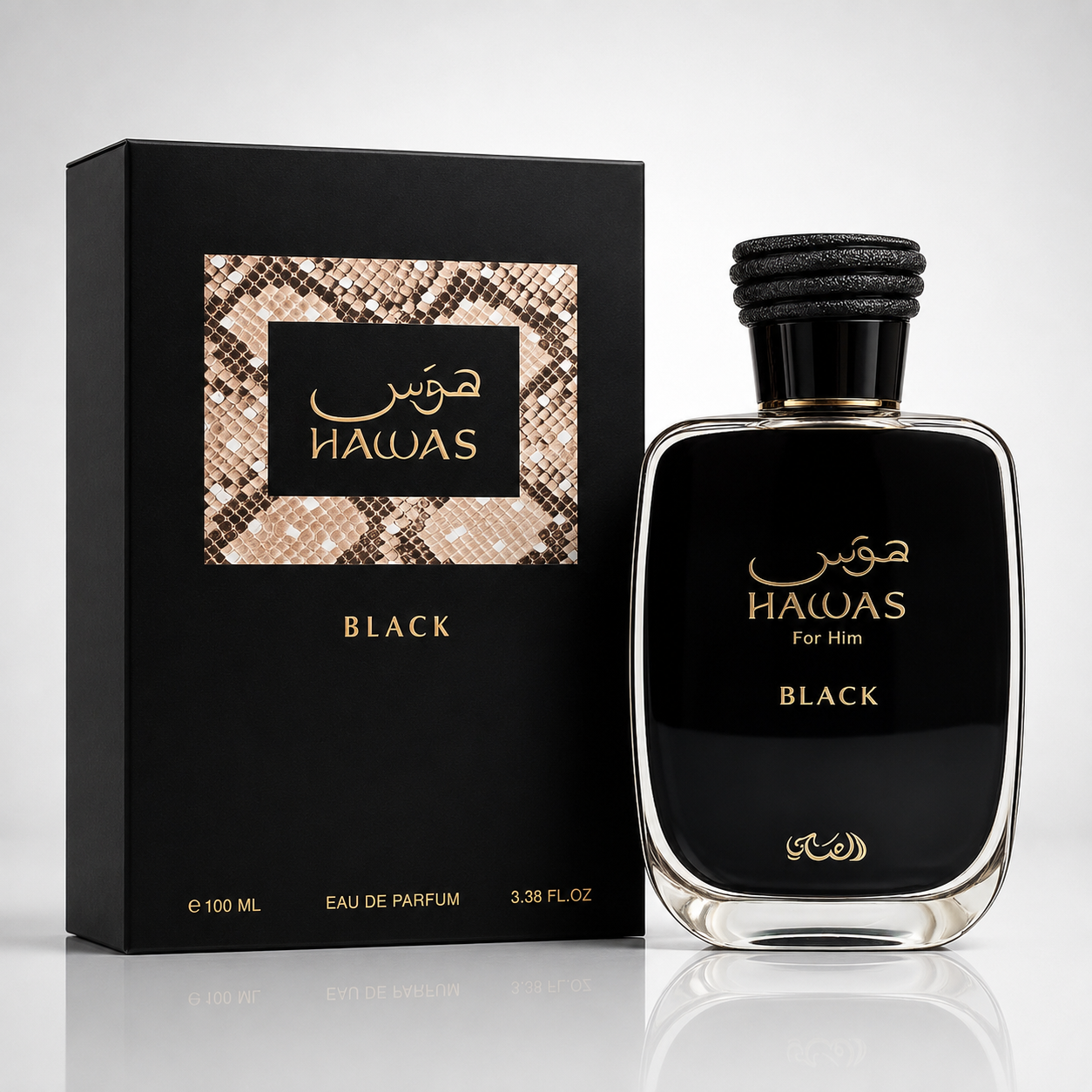 Rasasi Hawas Black Eau de Parfum Spray for Men 3.4 Ounce