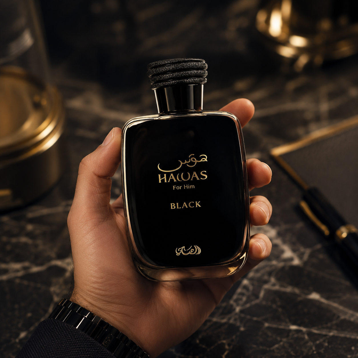 Rasasi Hawas Black Eau de Parfum Spray for Men 3.4 Ounce