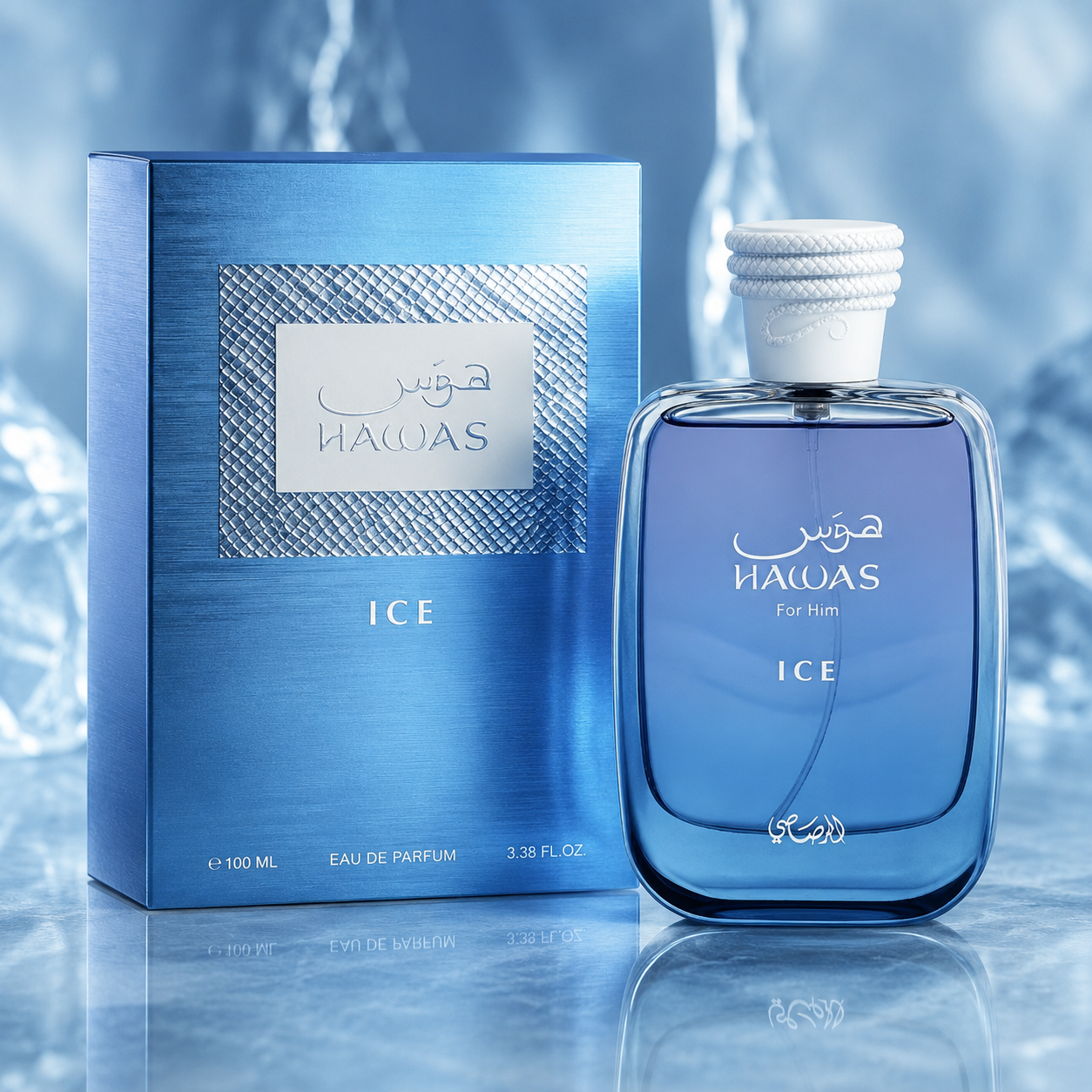 Rasasi Hawas Ice Eau de Parfum Spray for Men 3.4 Ounce