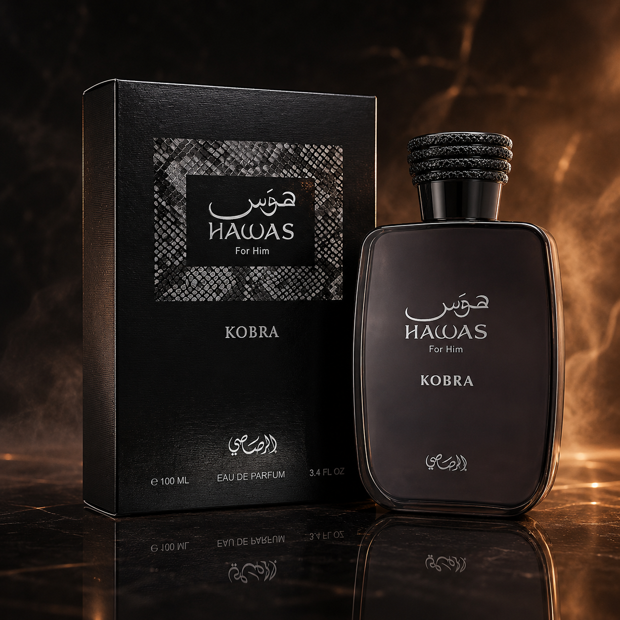 Rasasi Hawas Kobra Eau de Parfum Spray for Men 3.4 Ounce