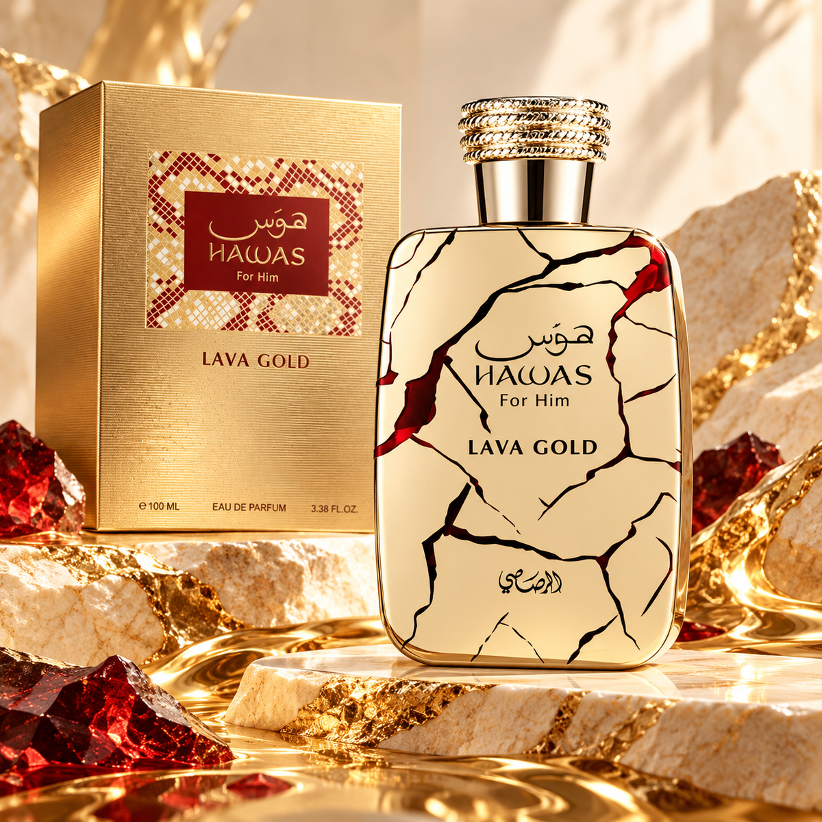 Rasasi Hawas Lava Gold Eau de Parfum for Women 3.4 Ounce