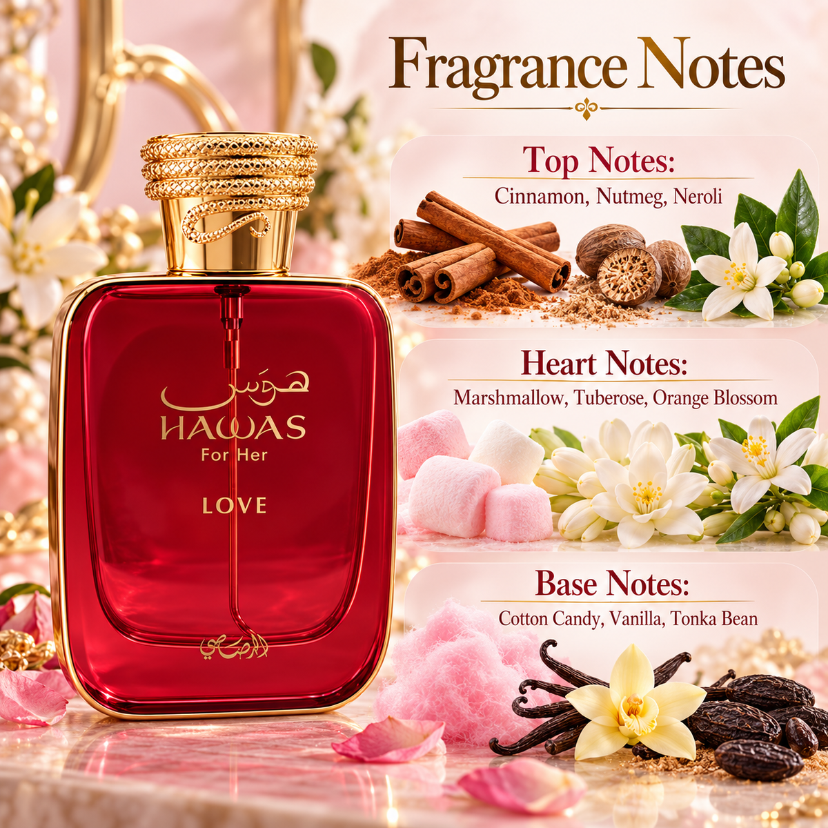 Rasasi Hawas Love For Her Eau de Parfum for Women 3.4 Ounce