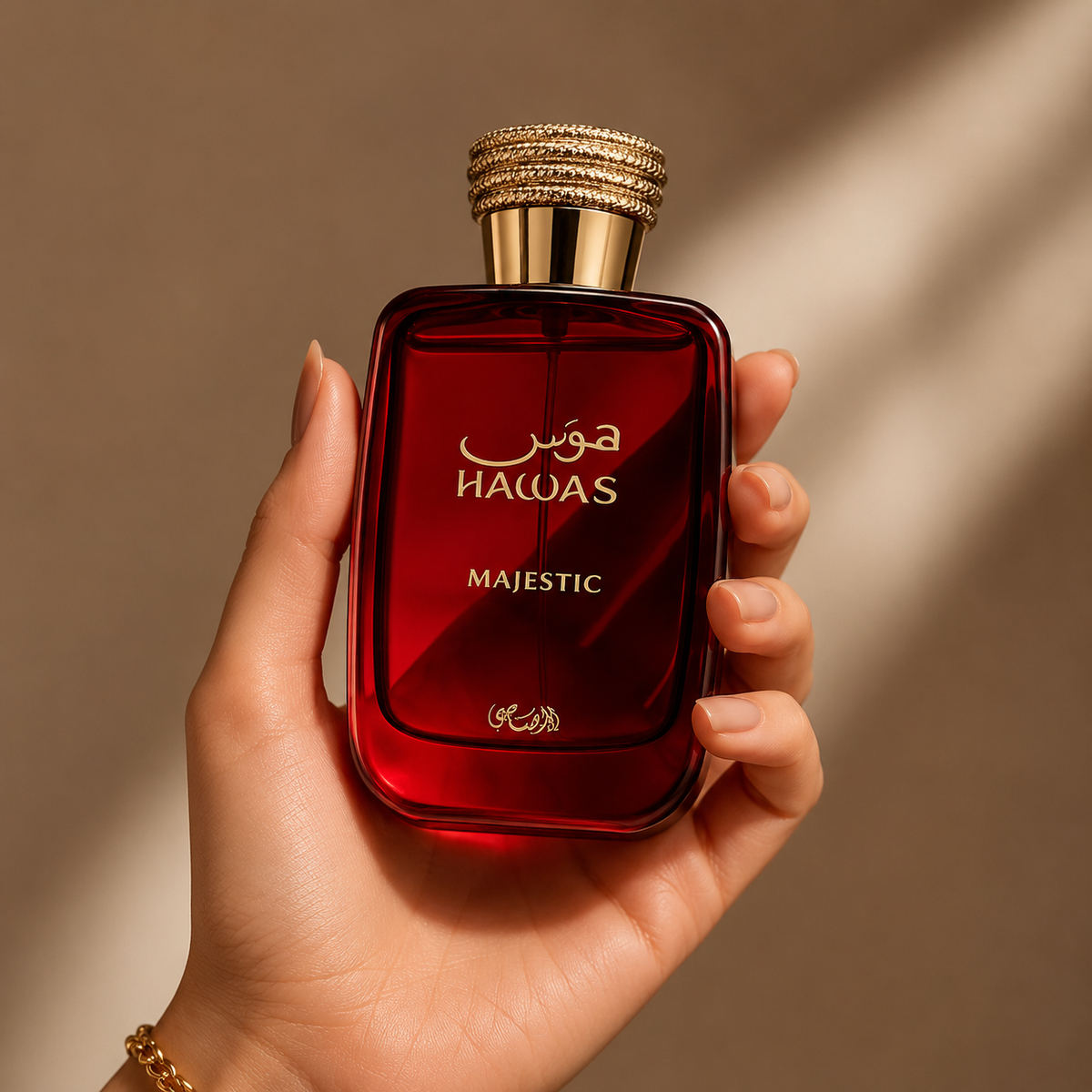 Rasasi Hawas Majestic unisex perfume in a balanced aromatic fragrance setting