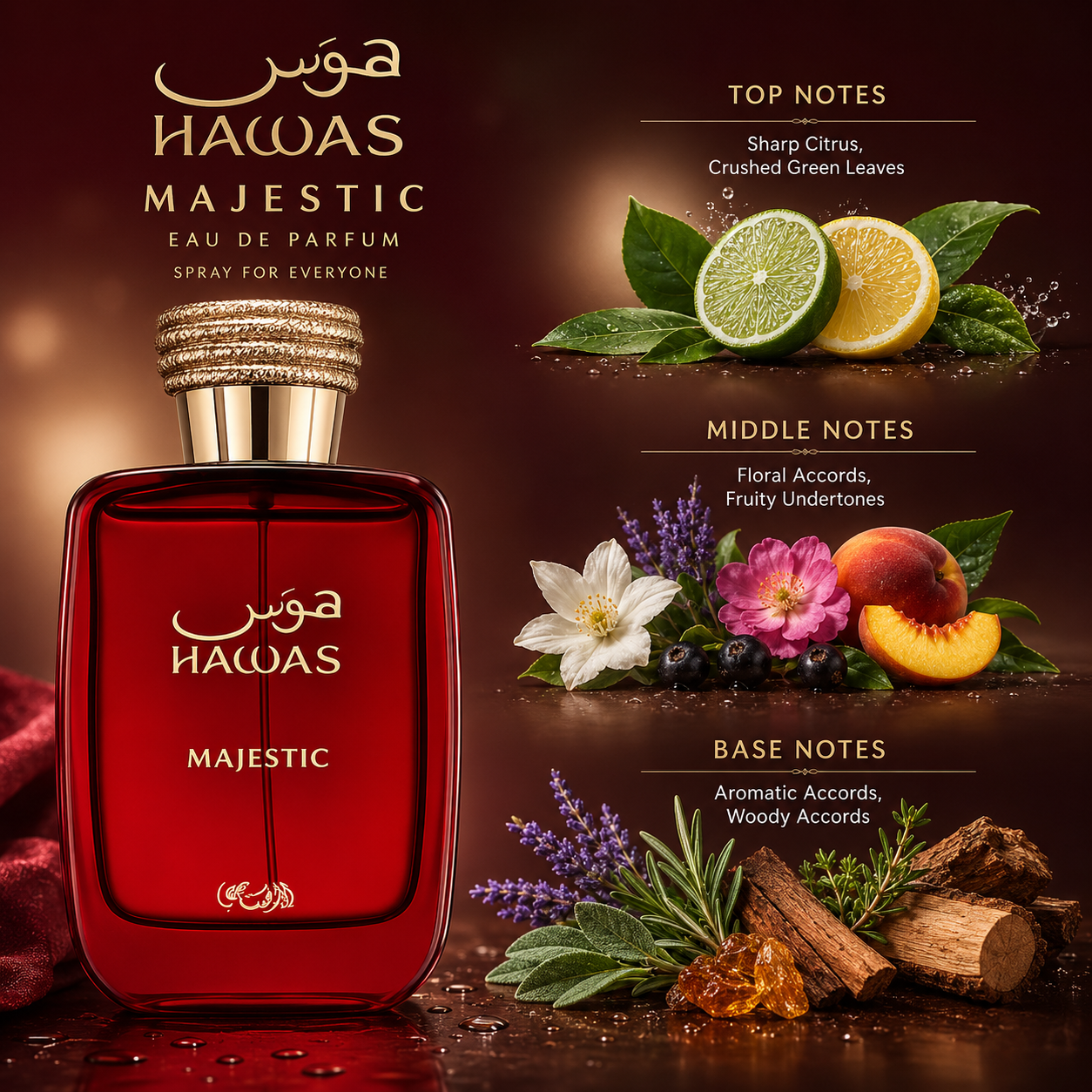Rasasi Hawas Majestic Eau de Parfum in a clean modern lifestyle display