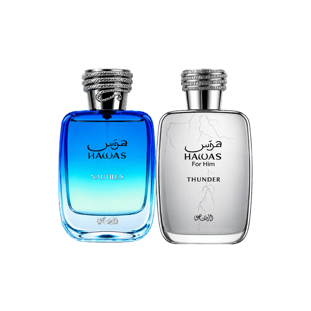 Fragrance Bundle – Rasasi Hawas Nautilus & Hawas Thunder for Men, 3.4 Ounce Each