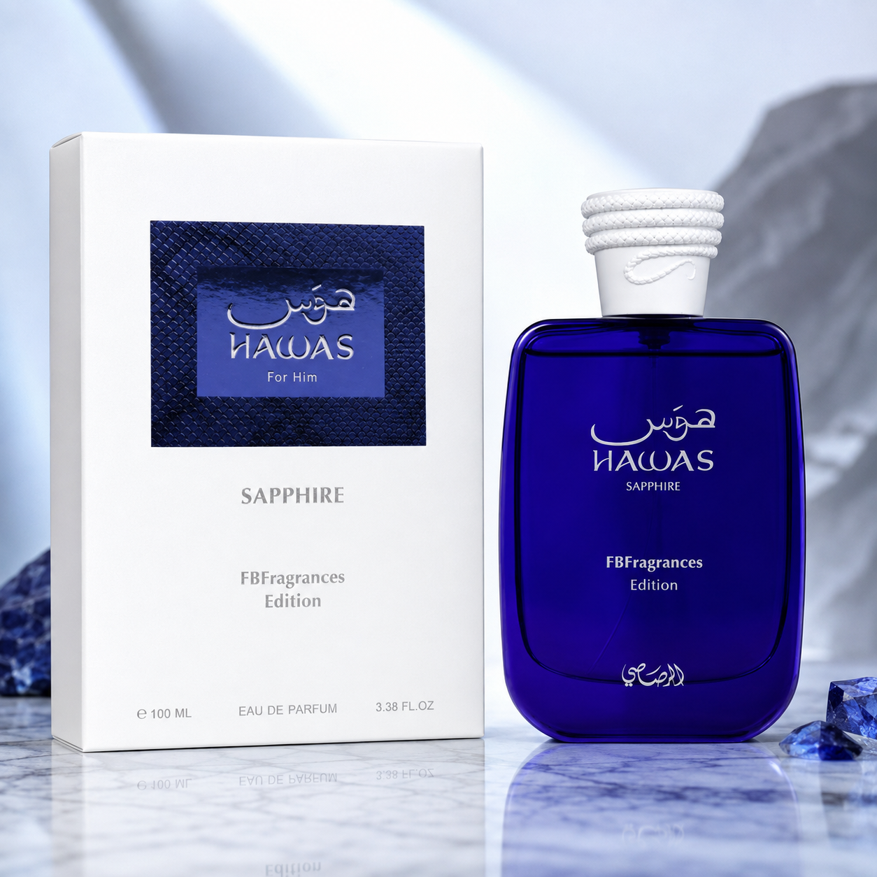 Rasasi Hawas Sapphire FB Fragrances Edition Eau de Parfum Spray for Men 3.4 Ounce
