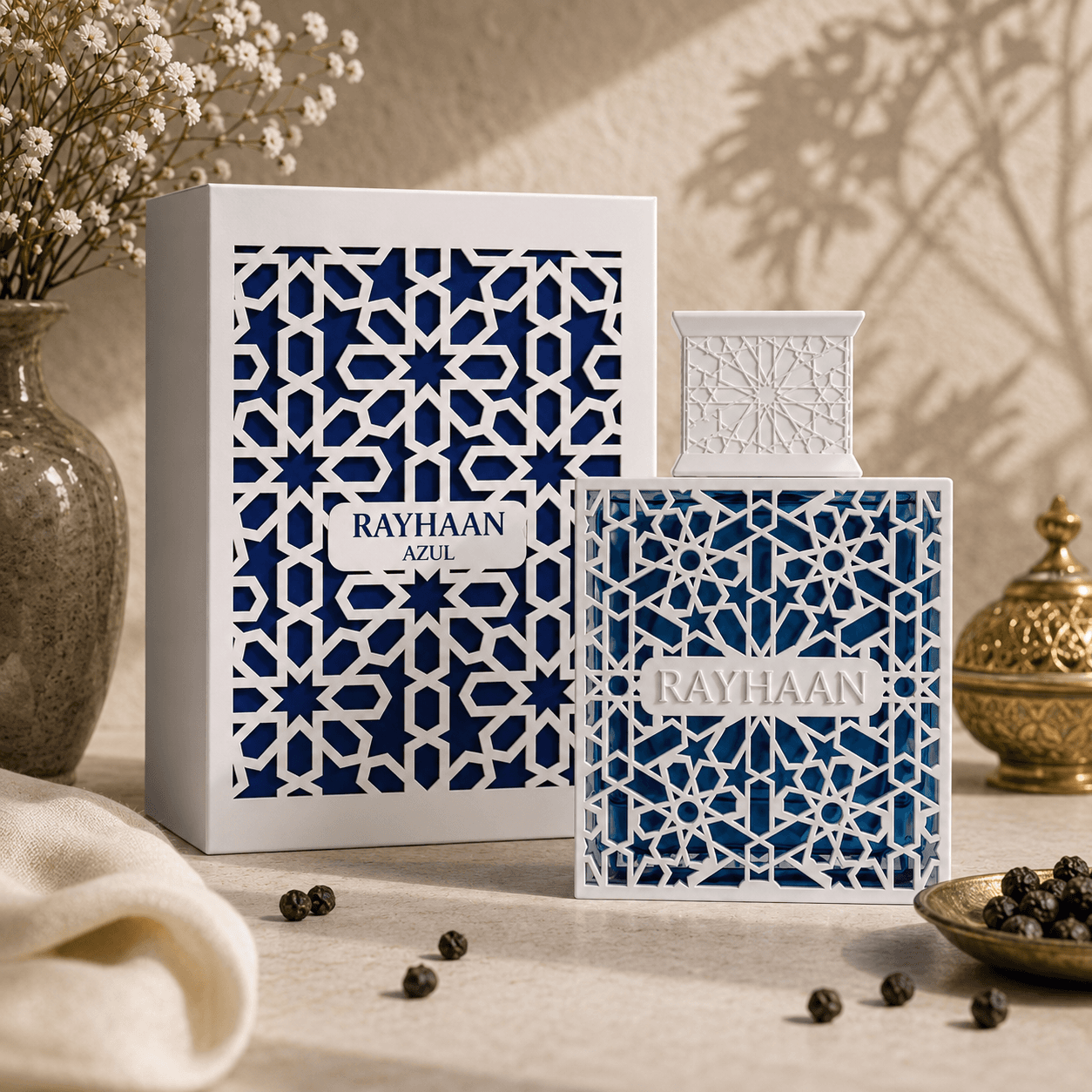 Rayhaan Azul unisex Eau de Parfum 3.4 oz lifestyle presentation