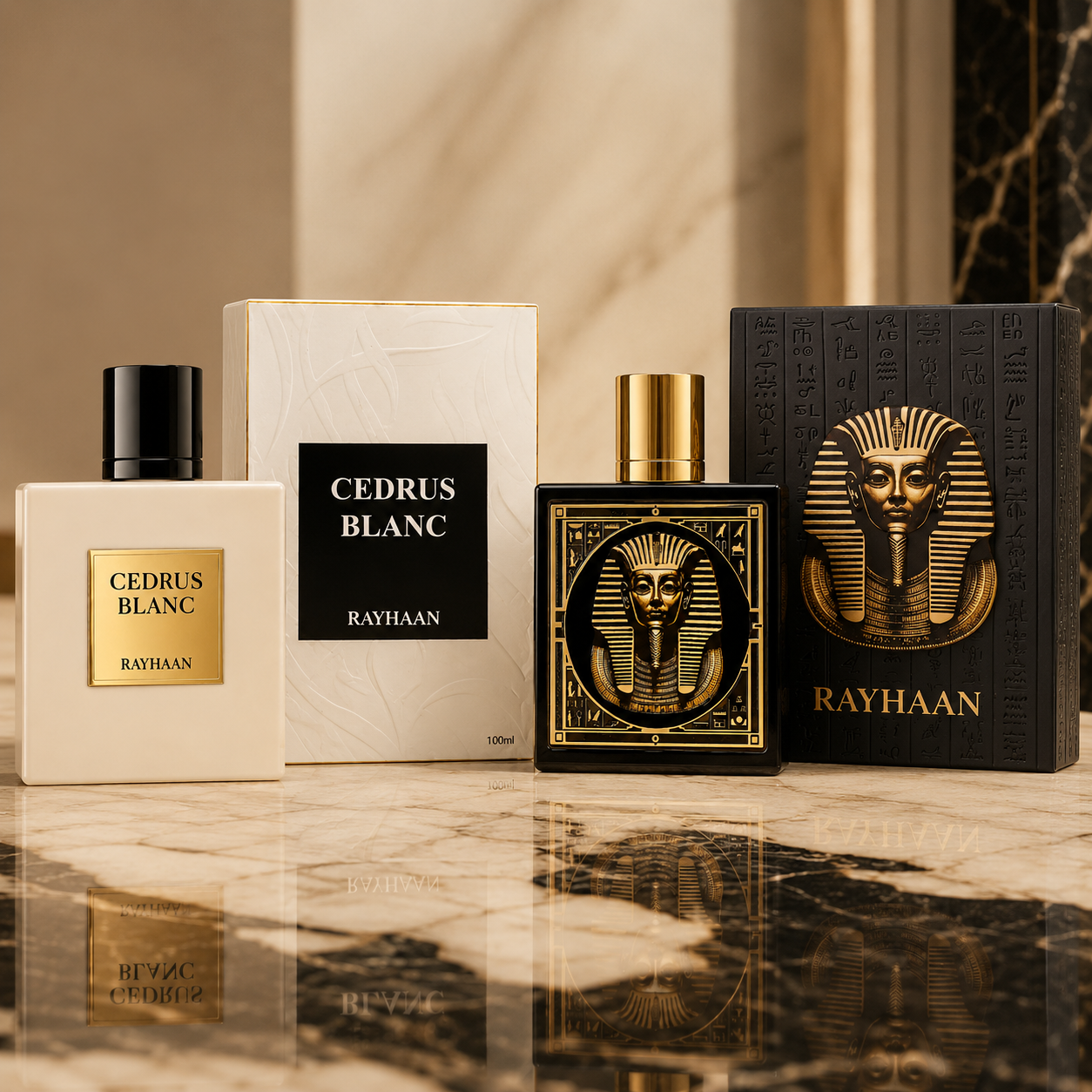 Rayhaan Cedrus Blanc & Rayhaan Pharaoh Fragrance Bundle for Unisex