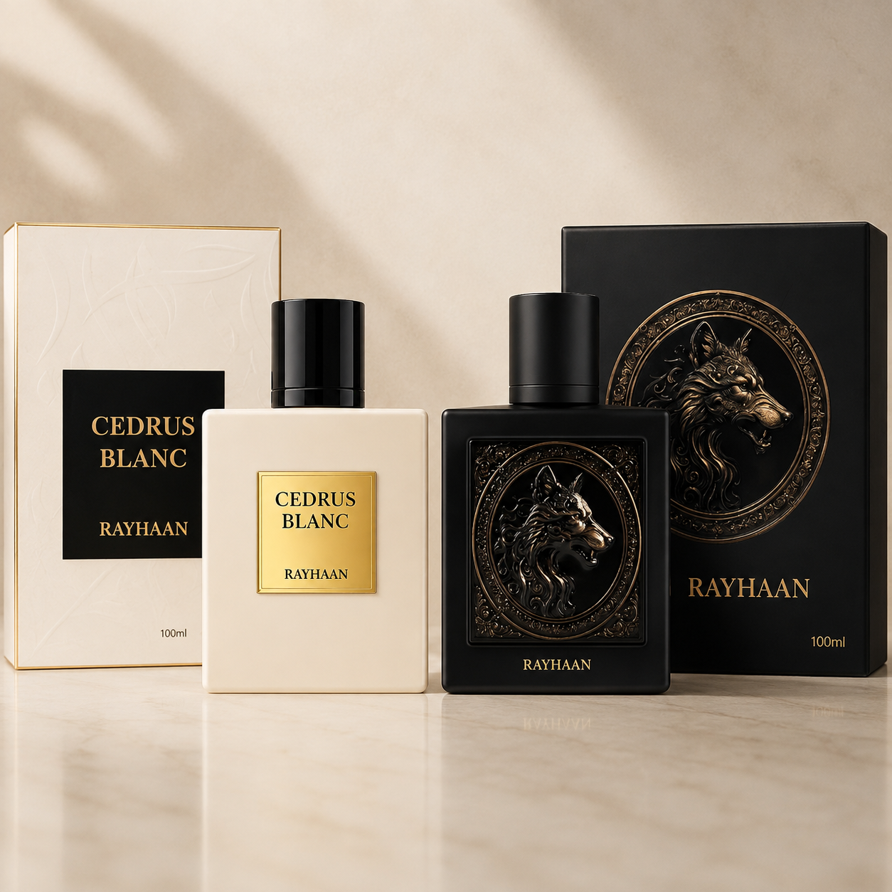 Rayhaan Cedrus Blanc & Rayhaan Wolf Fragrance Bundle for Unisex