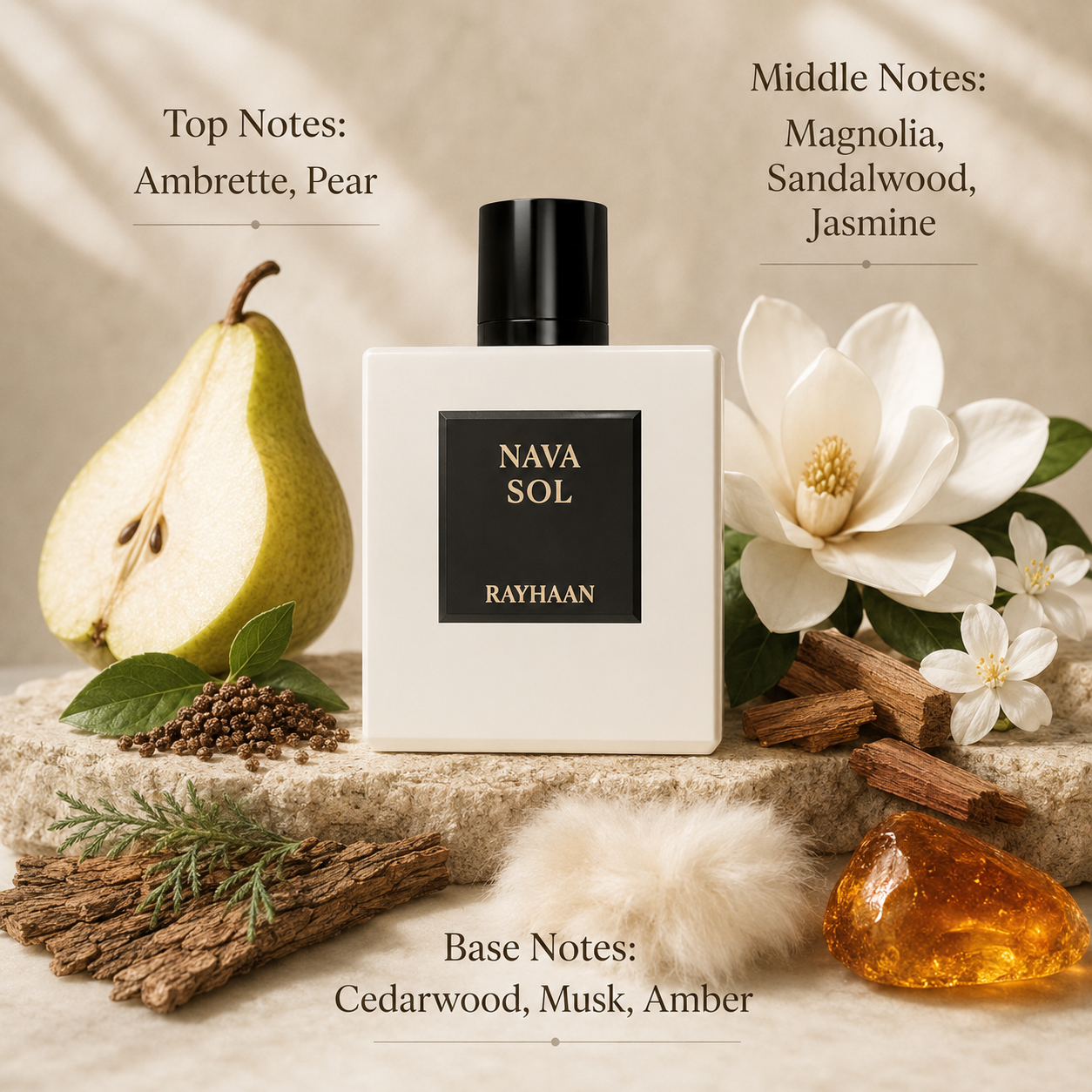 Rayhaan Nava Sol Eau de Parfum Spray for Unisex, 3.4 Ounce