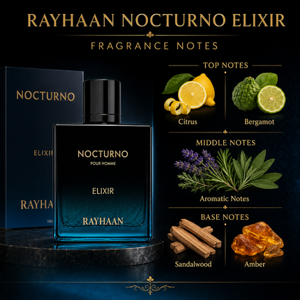 Rayhaan Nocturno Elixir Eau de Parfum for Unisex 3.4 Ounce