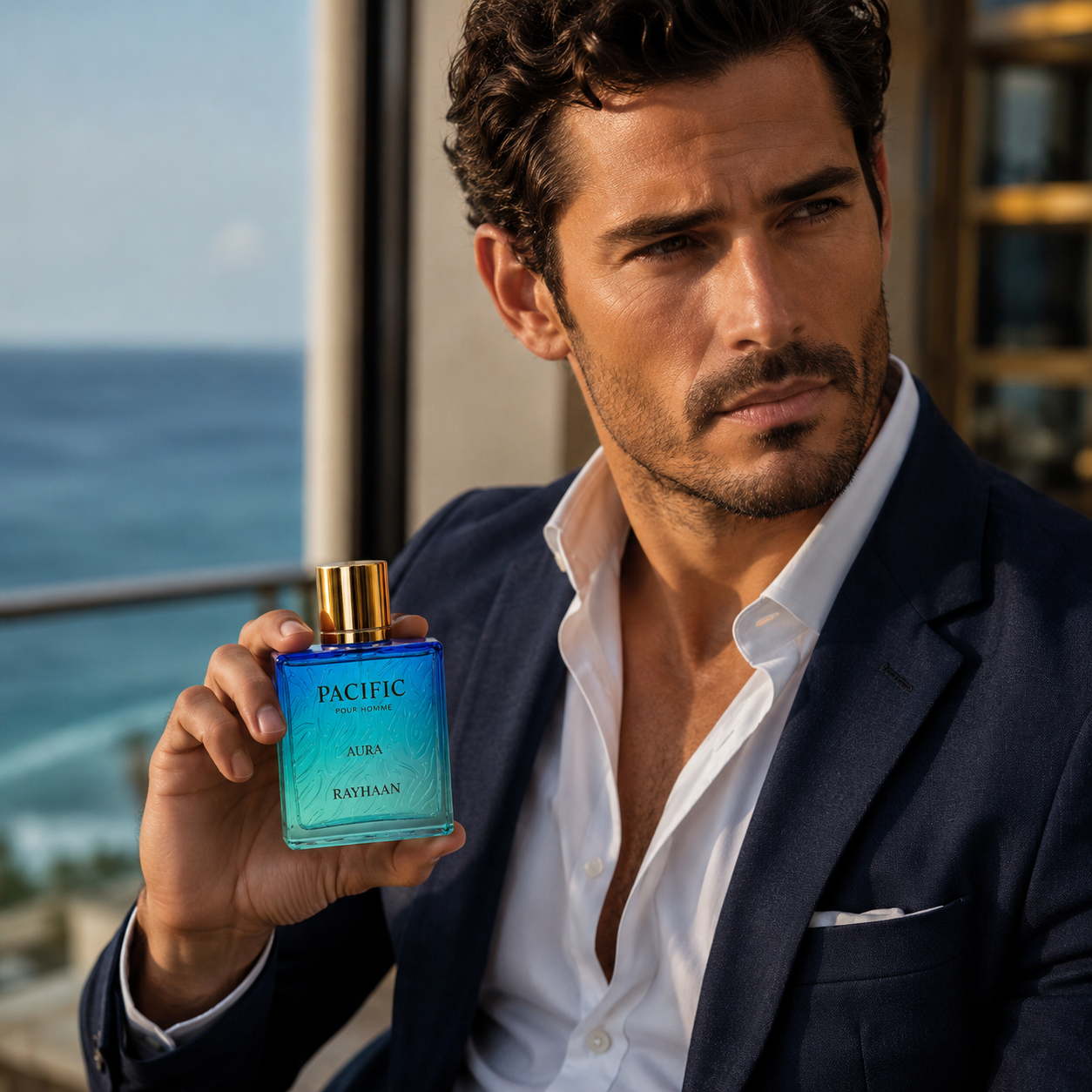 Rayhaan Pacific Aura Eau de Parfum Spray for Men 3.4 Ounce