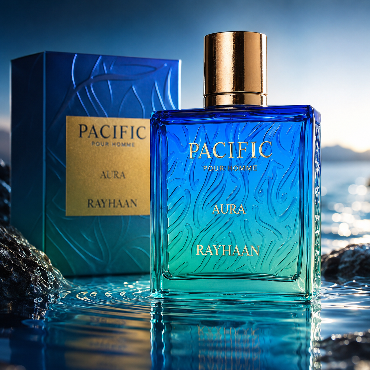 Rayhaan Pacific Aura Eau de Parfum Spray for Men 3.4 Ounce