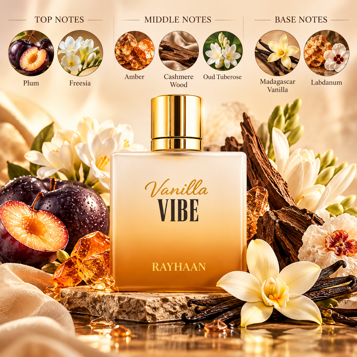 Rayhaan Vanilla Vibe Eau de Parfum Spray for Unisex 3.4 Ounce