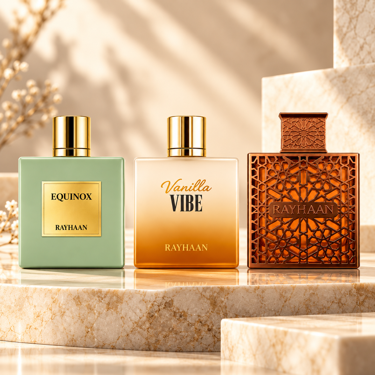 Rayhaan Vanilla Vibe + Rayhaan Vantage + Rayhaan Equinox 3-Piece Fragrance Bundle for Unisex