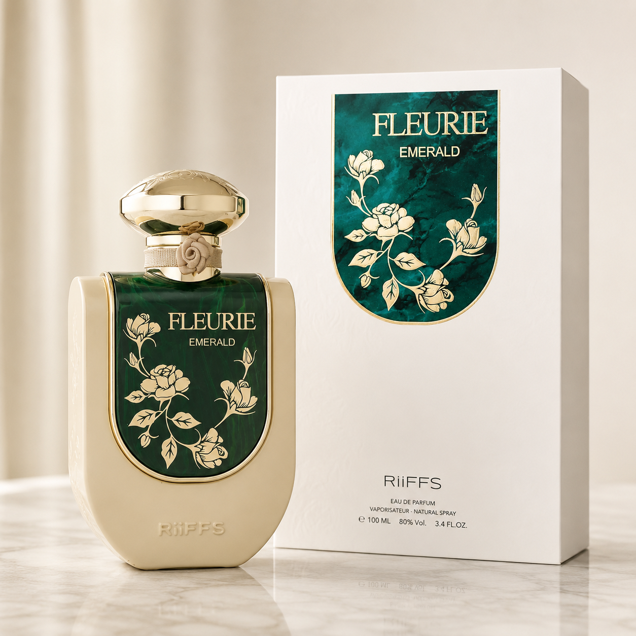 Riiffs Fleurie Emerald Eau de Parfum Spray for Unisex, 3.4 Ounce
