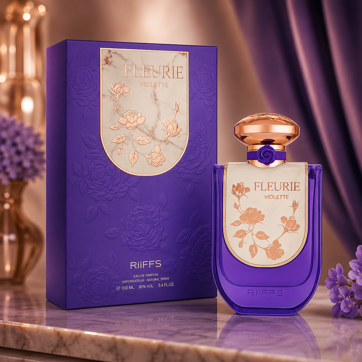 Riiffs Fleurie Violette Eau de Parfum Spray for Women, 3.4 Ounce