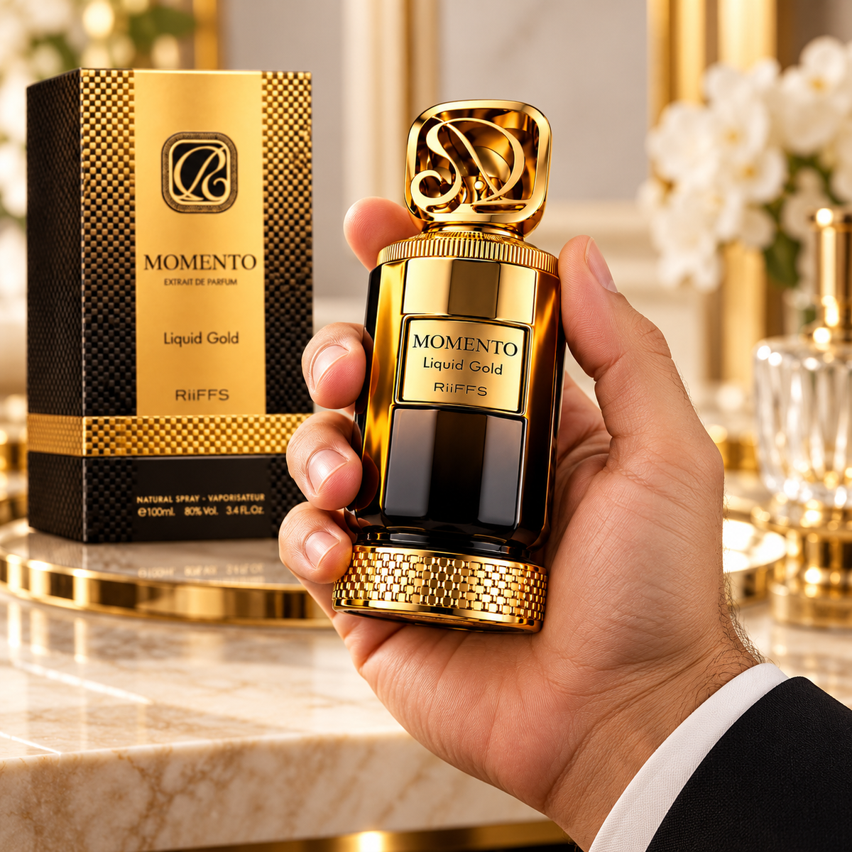 Riiffs Momento Liquid Gold Extrait de Parfum Spray for Unisex, 3.4 Ounce
