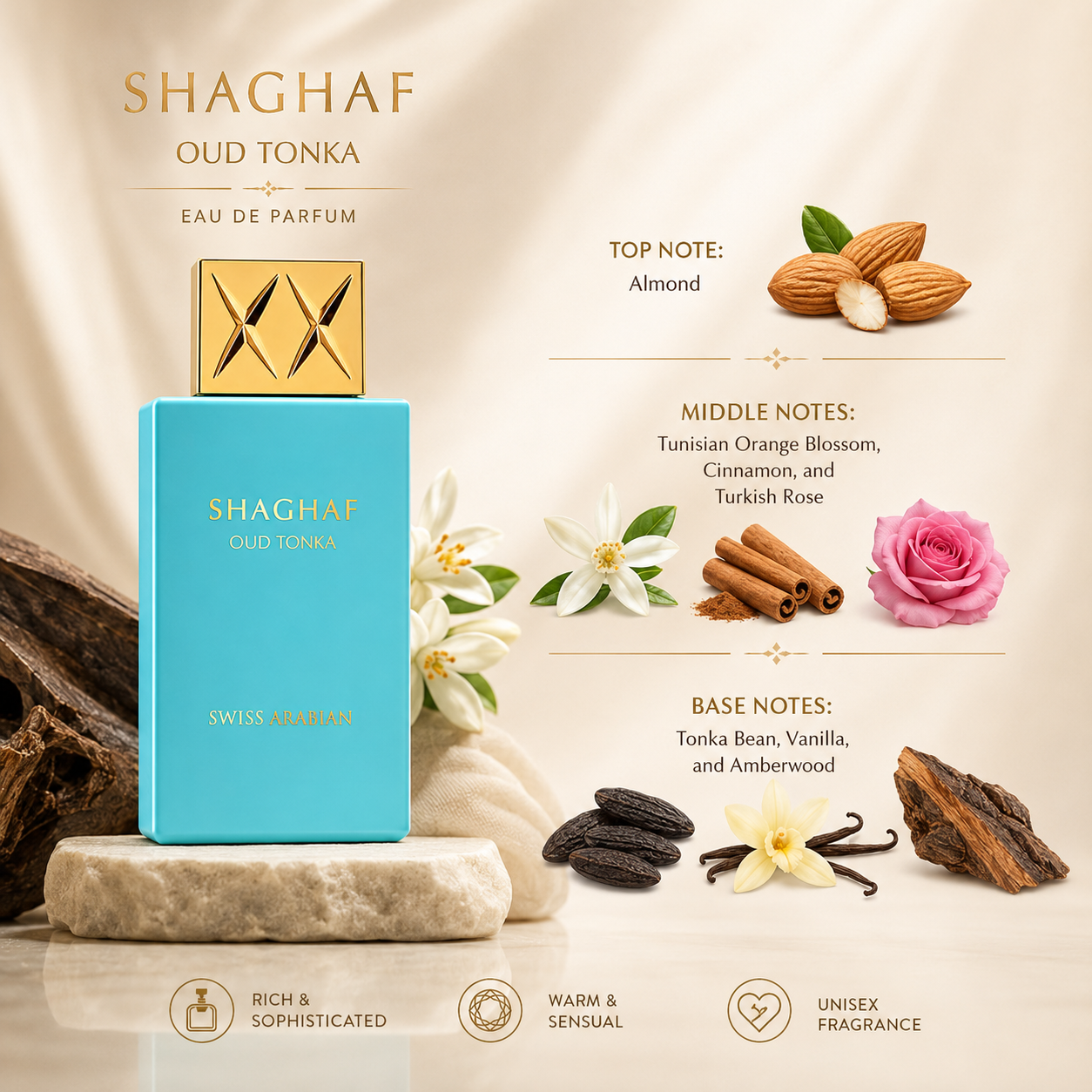 Swiss Arabian Shaghaf Oud Tonka Extrait De Parfum For Unisex 2.50 Ounce