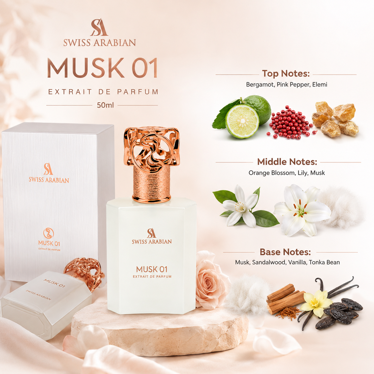 Swiss Arabian Musk 01 Extrait De Parfum For Unisex 1.70 Ounce