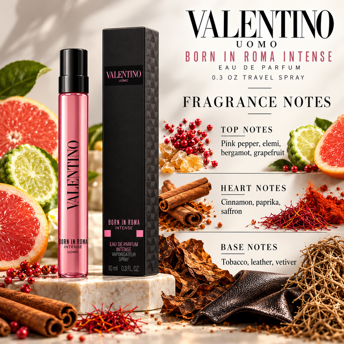 Valentino Uomo Born in Roma Intense Eau de Parfum for Men 0.3 Ounce