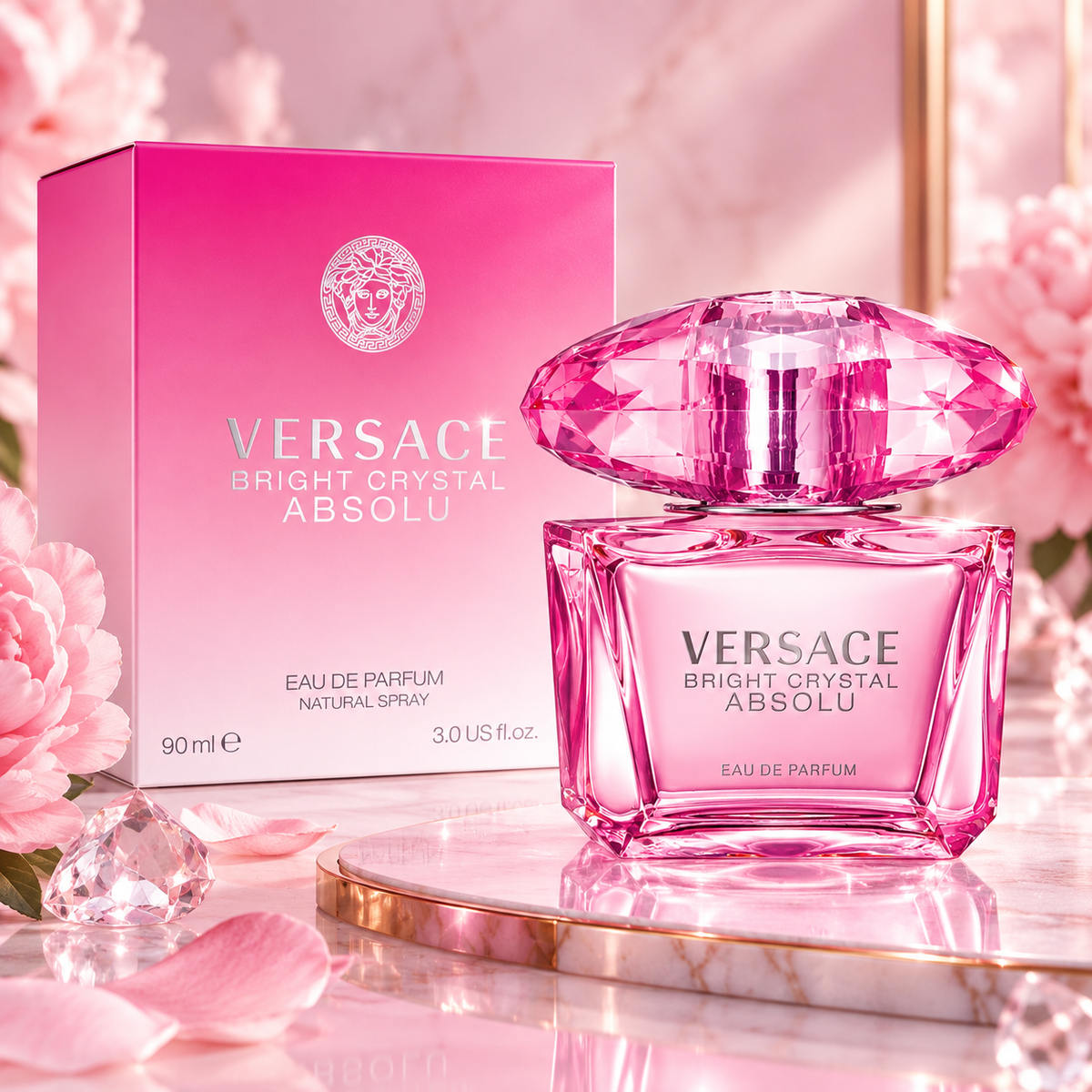 Versace Bright Crystal Absolu Eau de Parfum for Women, 3.0 Ounce
