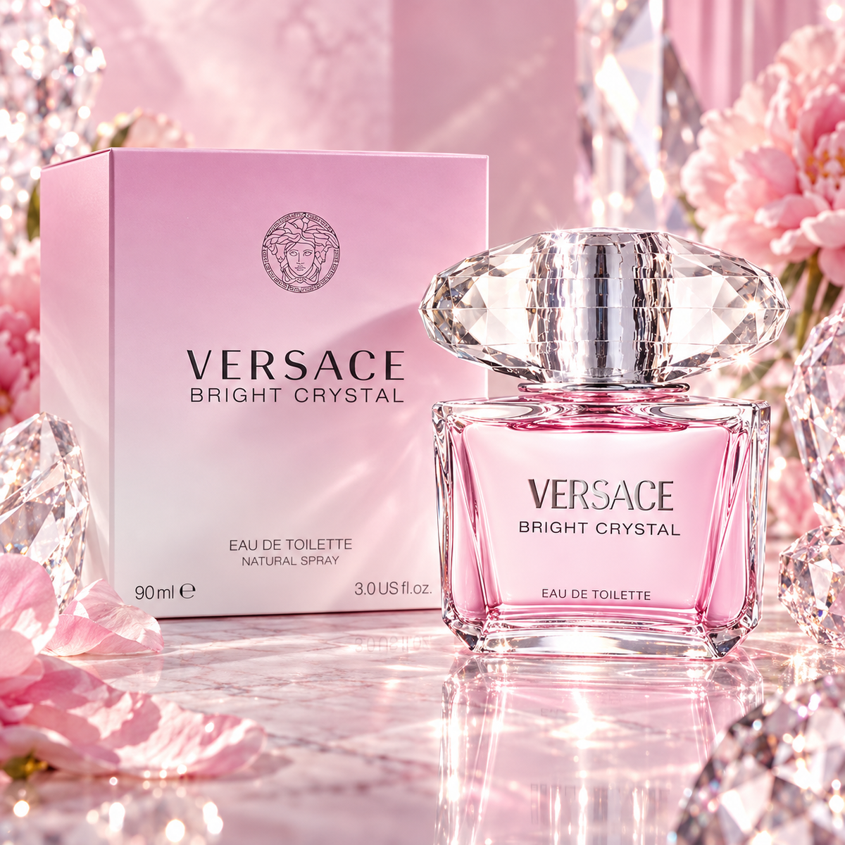 Versace Bright Crystal Eau de Toilette for Women, 3.0 Ounce