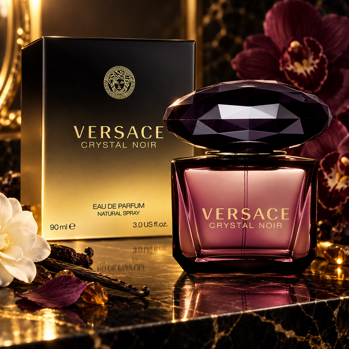 Versace Crystal Noir Eau de Parfum for Women, 3.0 Ounce