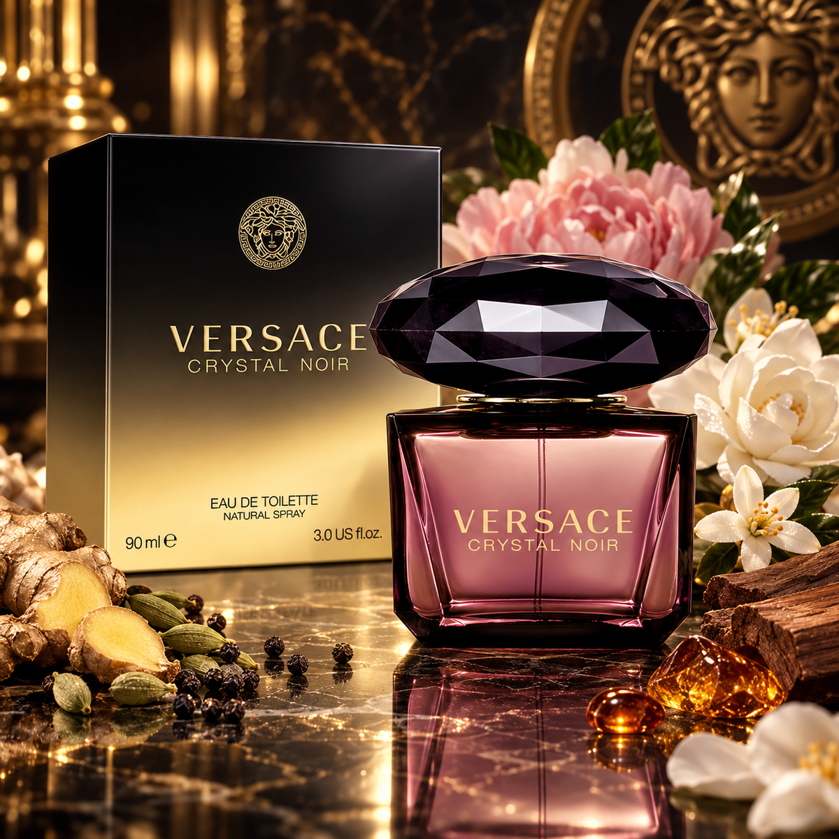 Versace Crystal Noir Eau de Toilette for Women, 3.0 Ounce