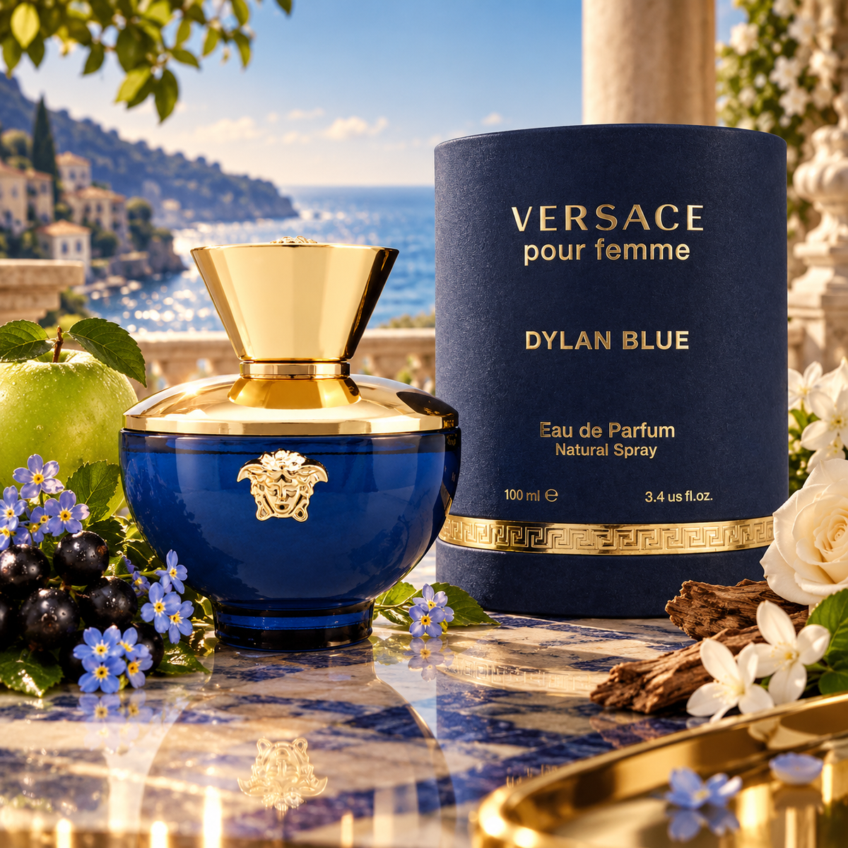 Versace Dylan Blue Pour Femme Eau de Parfum for Women, 3.4 Ounce