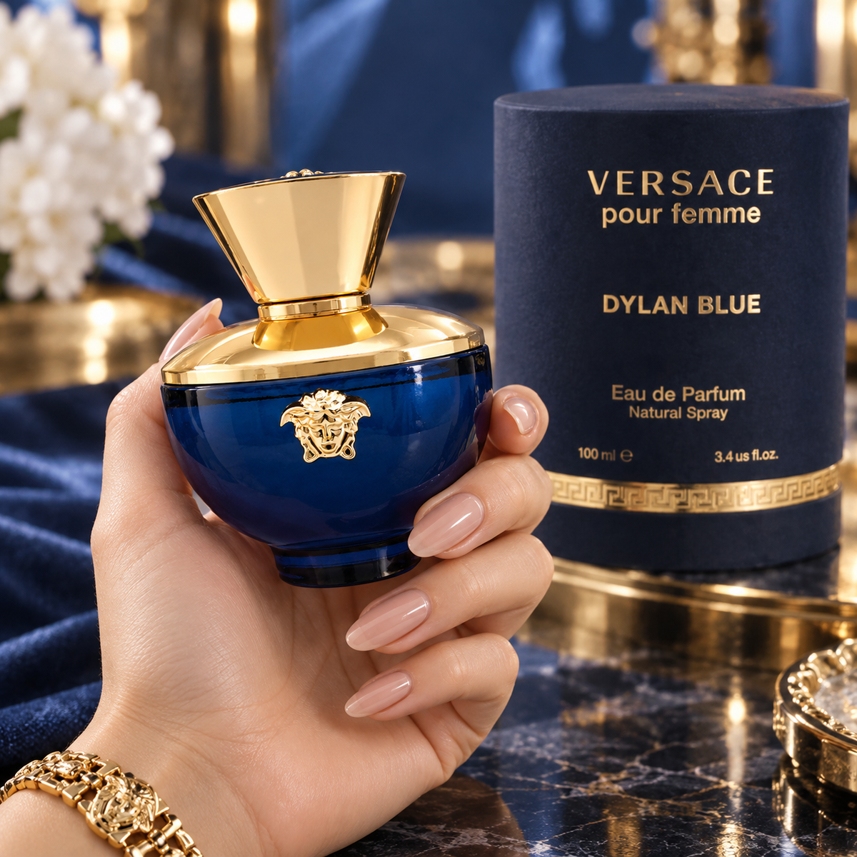 Versace Dylan Blue Pour Femme Eau de Parfum for Women, 3.4 Ounce