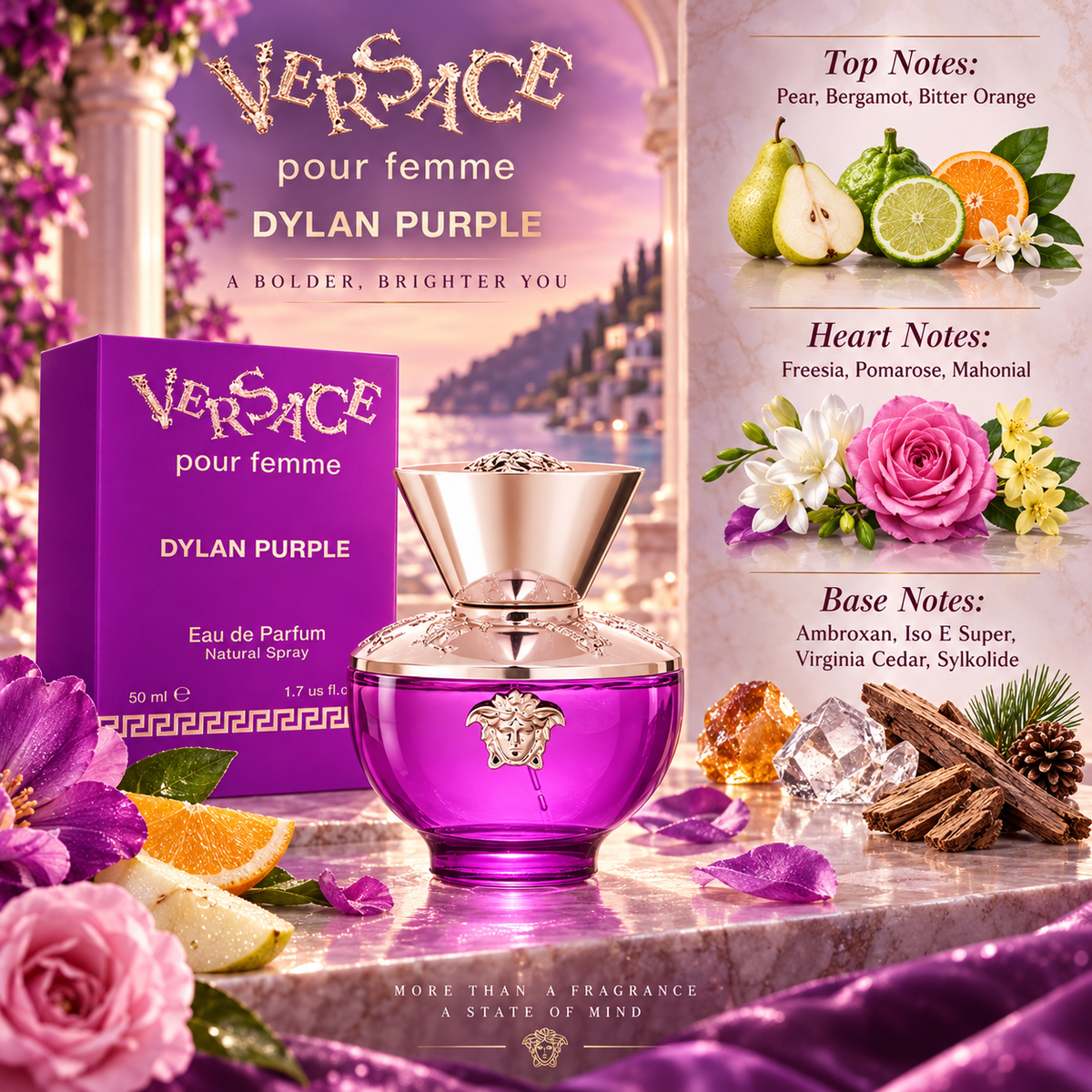 Versace Dylan Purple Eau de Parfum for Women, 1.7 Ounce