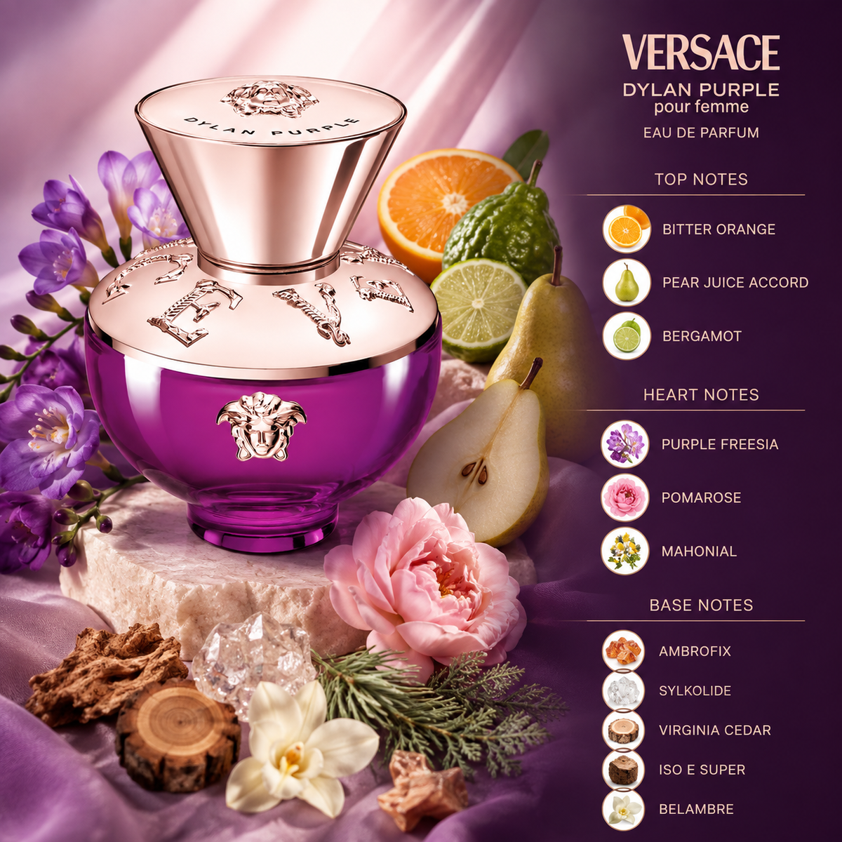 Versace Dylan Purple Pour Femme Eau de Parfum Spray for Women 3.4 Ounce