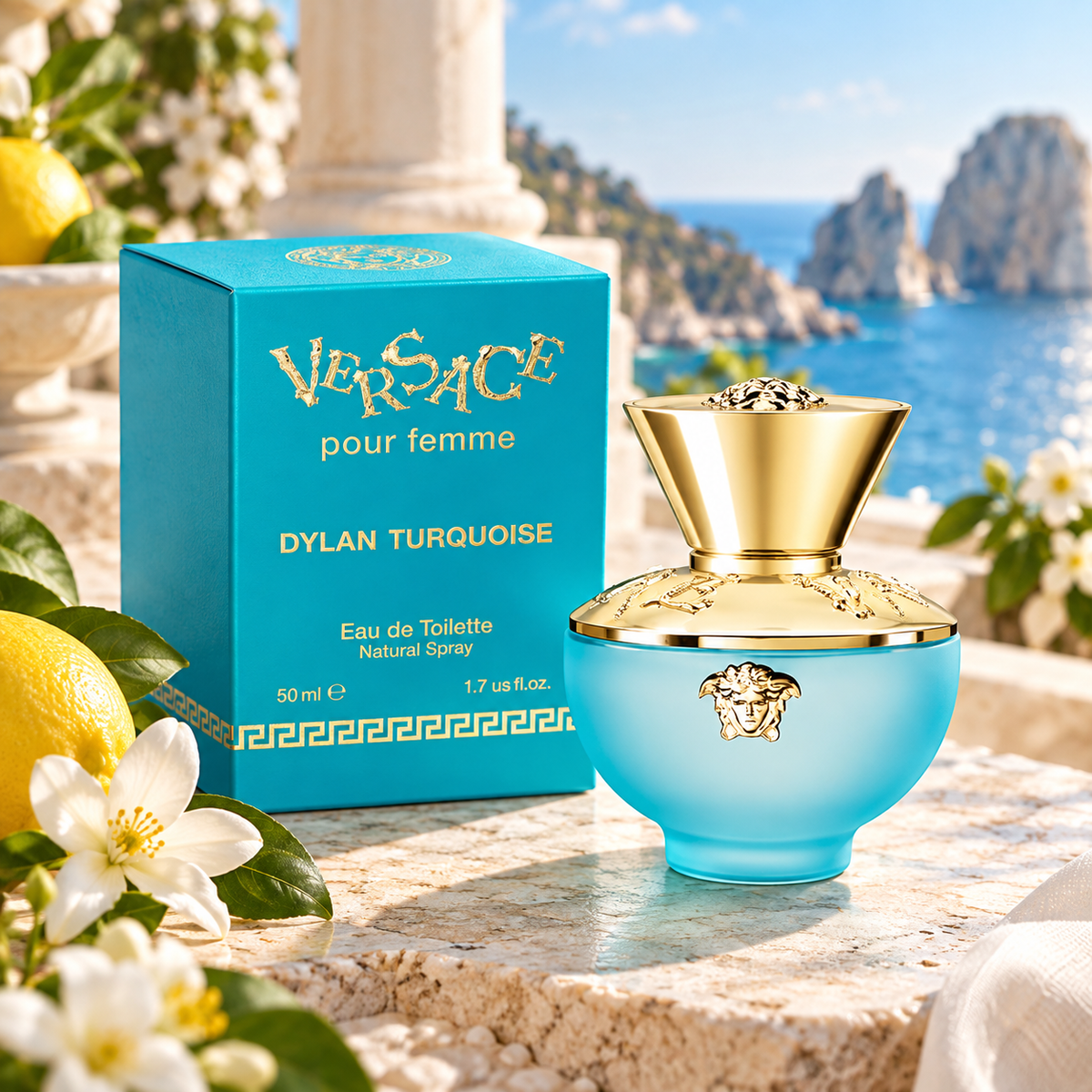Versace Dylan Turquoise Pour Femme Eau de Toilette for Women, 1.7 Ounce